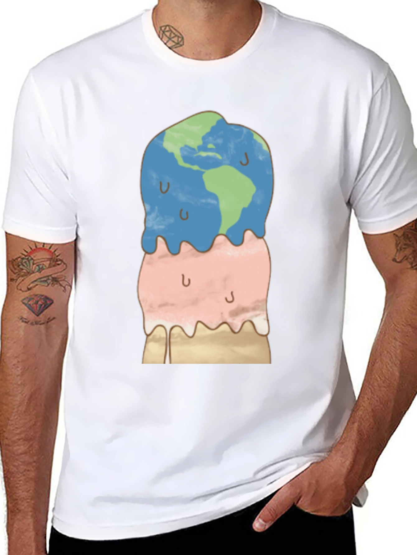 Earth Ice Cream Graphic Tee - Global Warming Awareness