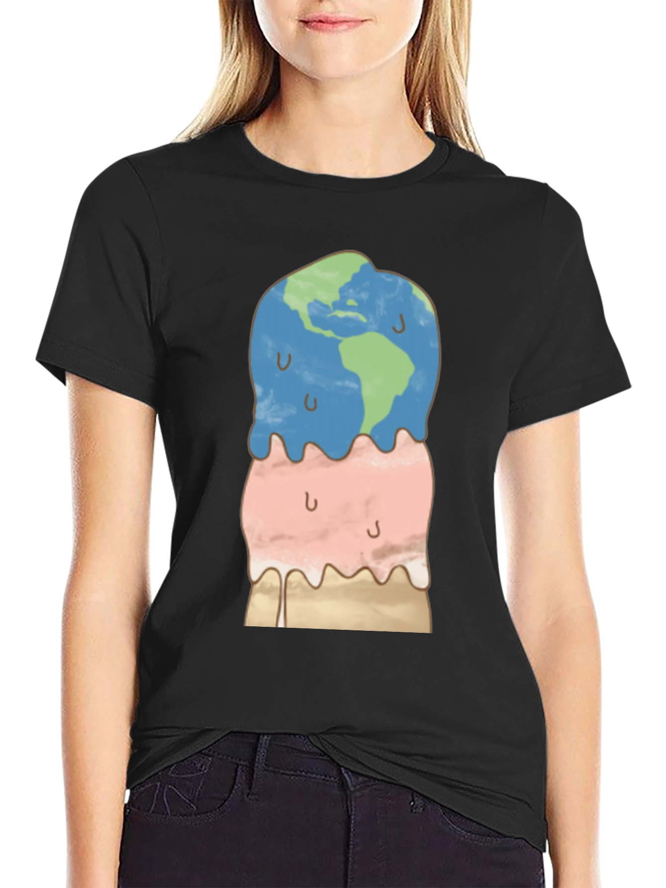Earth Ice Cream Graphic Tee - Global Warming Awareness