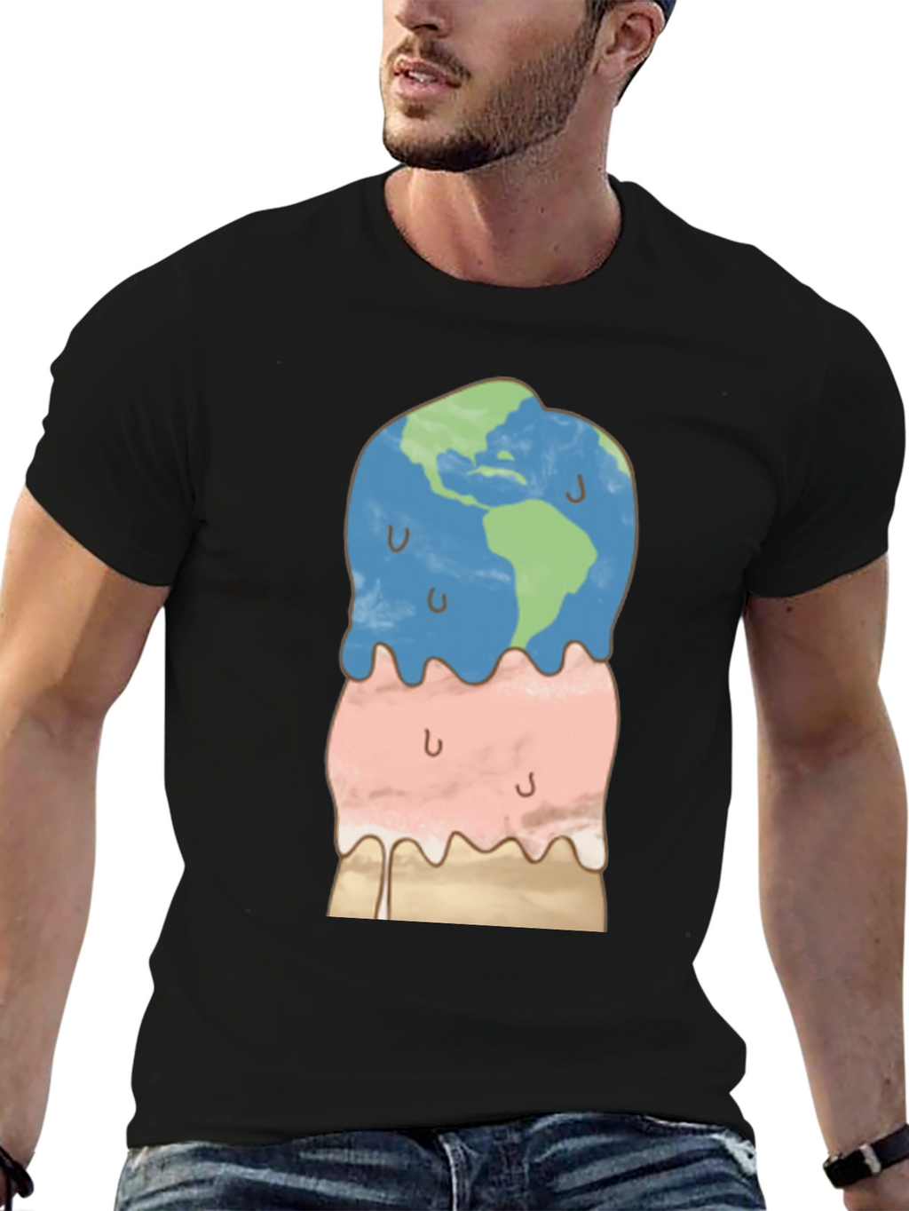 Earth Ice Cream Graphic Tee - Global Warming Awareness