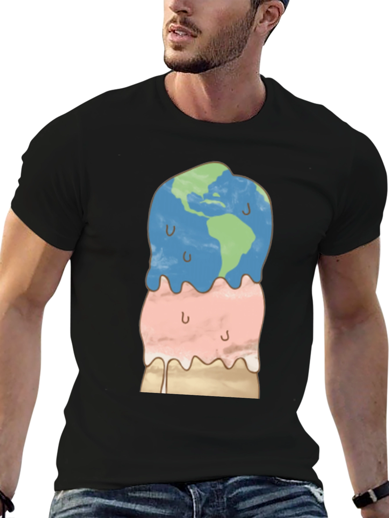 Earth Ice Cream Graphic Tee - Global Warming Awareness