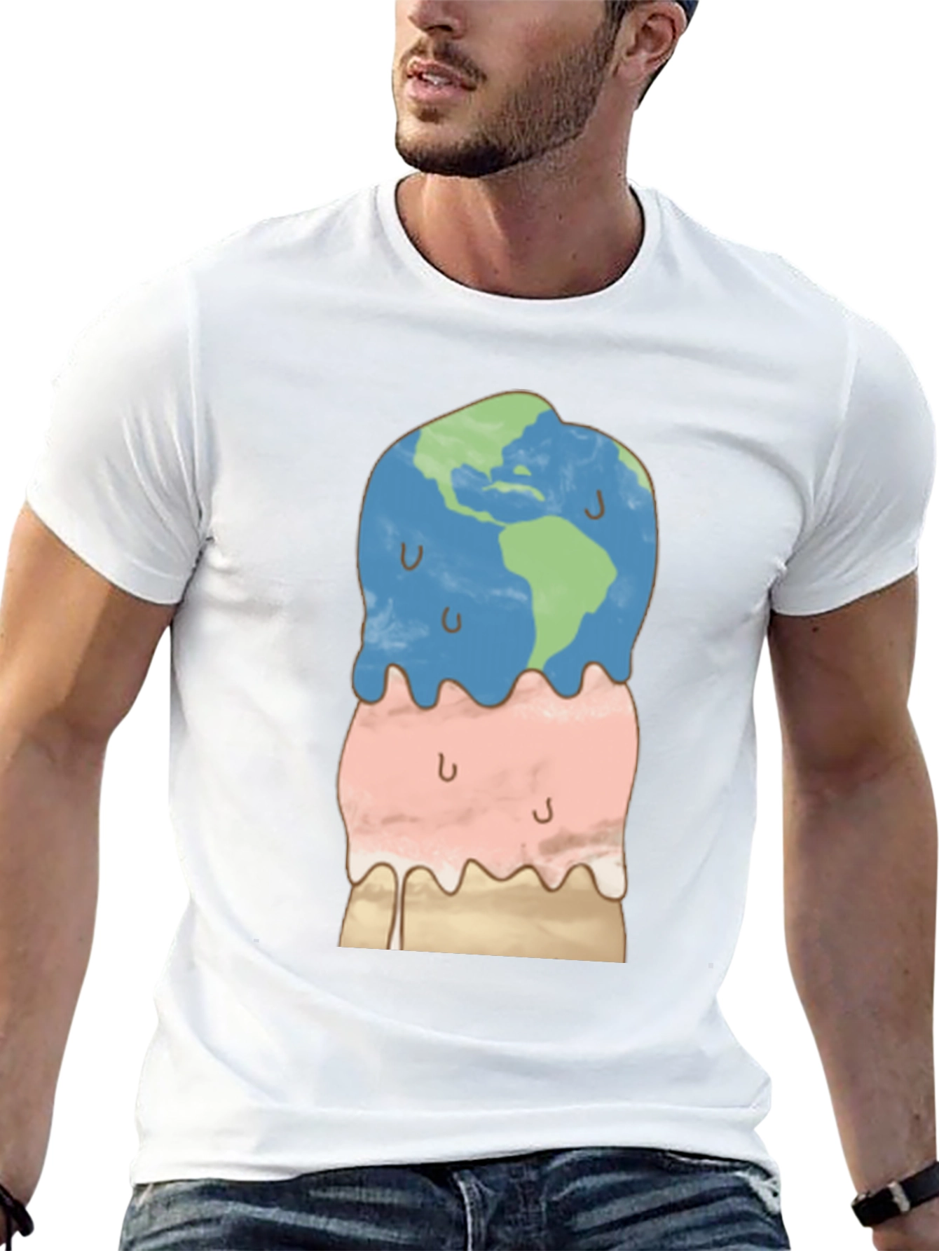 Earth Ice Cream Graphic Tee - Global Warming Awareness