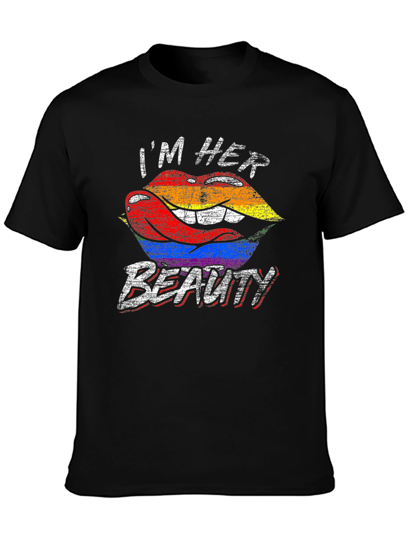 Im Her Beauty LGBTQ+ Pride Rainbow Lips Graphic T-Shirt