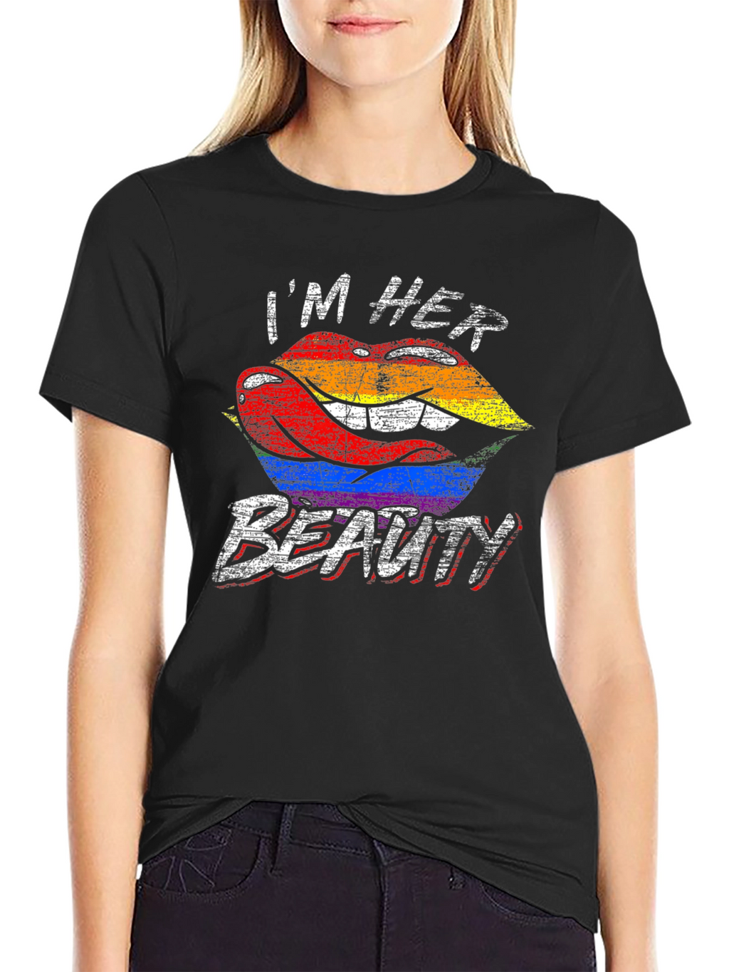 Im Her Beauty LGBTQ+ Pride Rainbow Lips Graphic T-Shirt