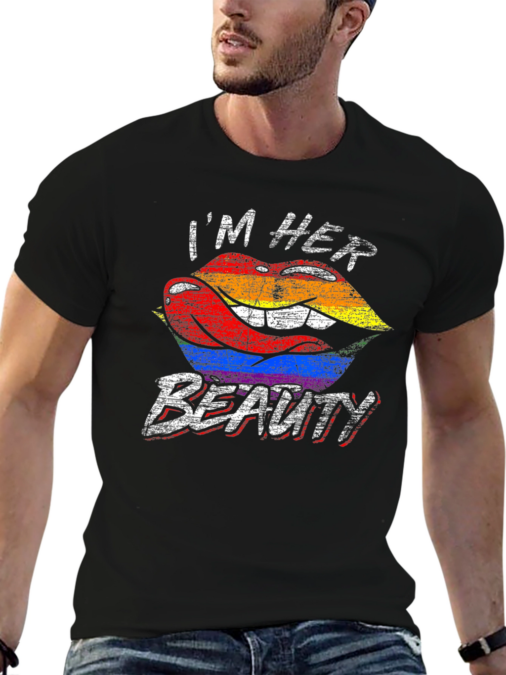 Im Her Beauty LGBTQ+ Pride Rainbow Lips Graphic T-Shirt