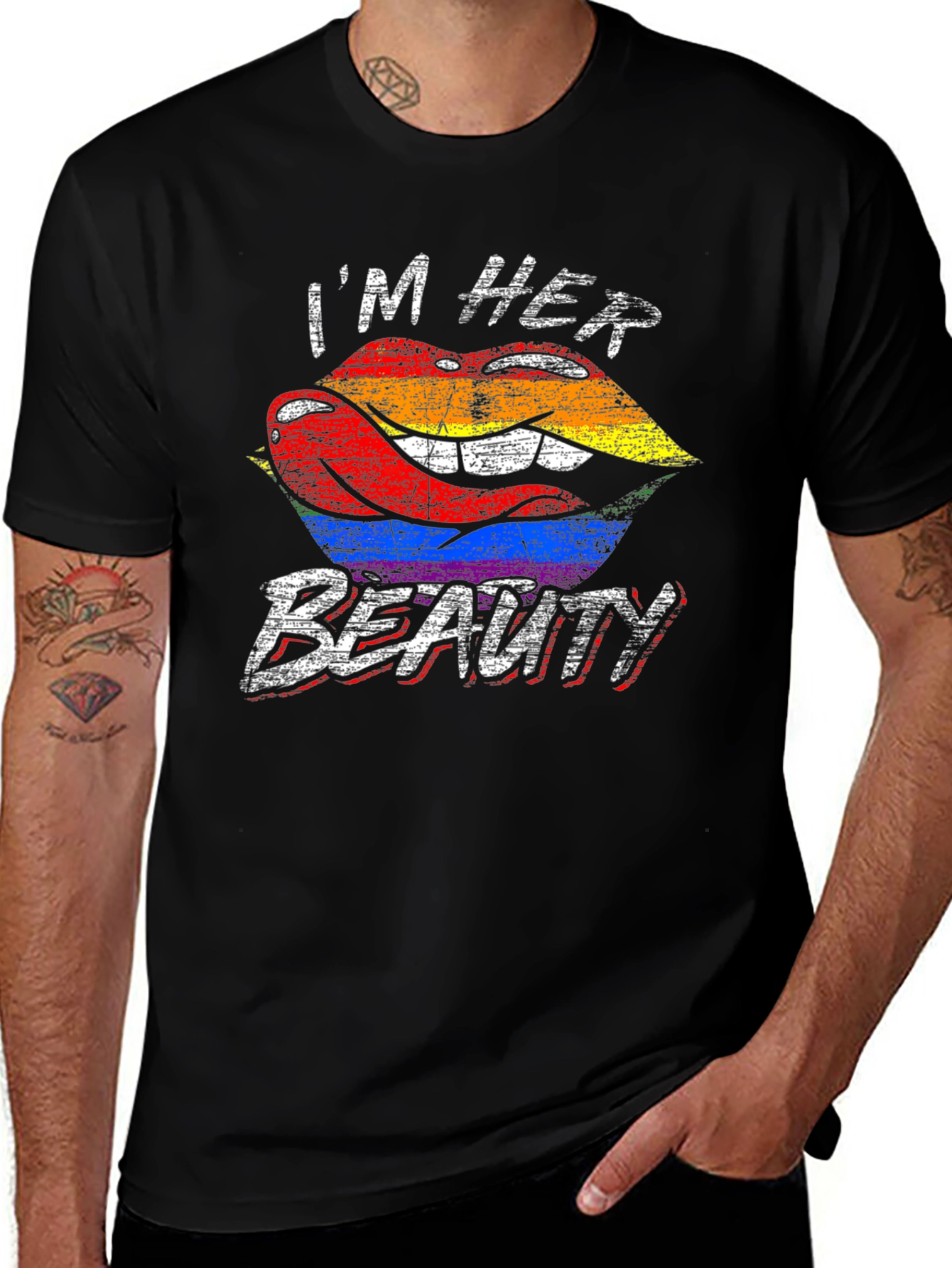 Im Her Beauty LGBTQ+ Pride Rainbow Lips Graphic T-Shirt