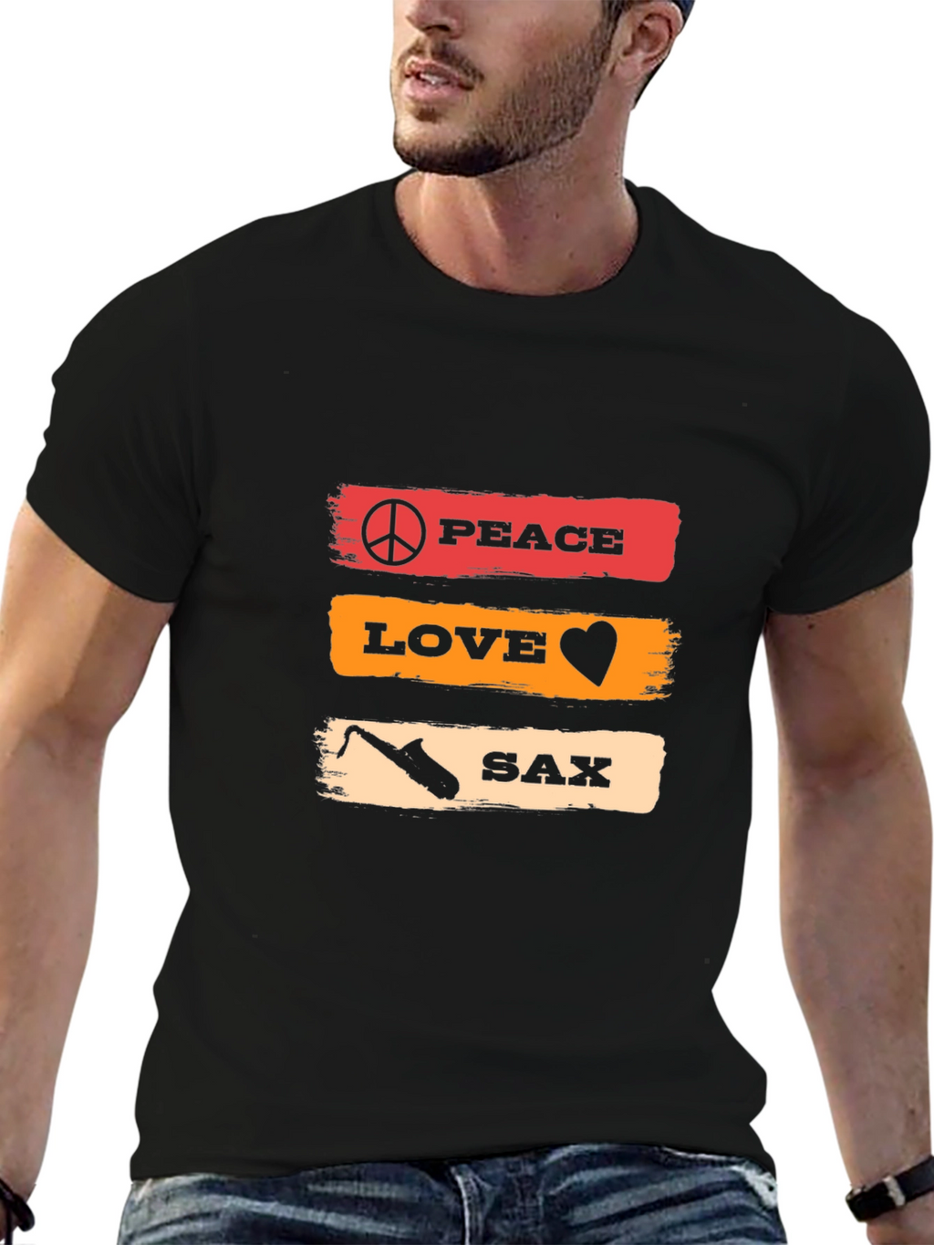 Peace Love Sax T-Shirt - Music Lover Tee
