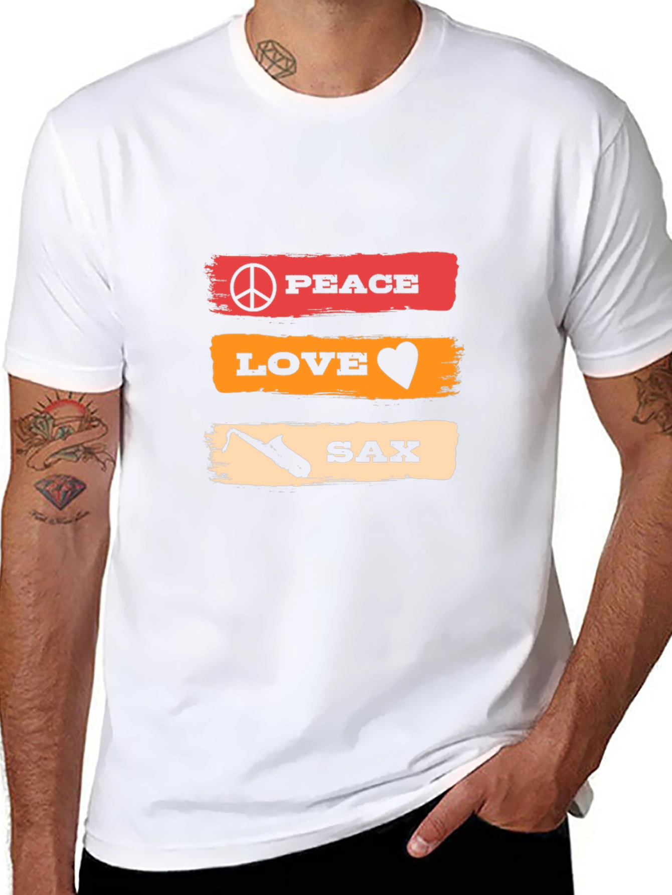 Peace Love Sax T-Shirt - Music Lover Tee