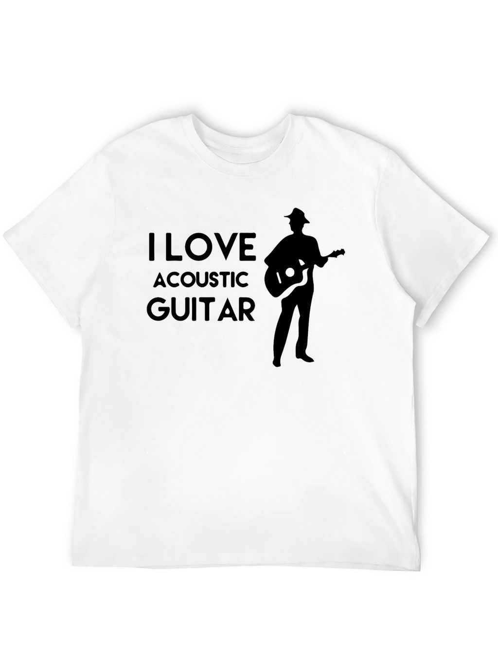 I Love Acoustic Guitar Black T-Shirt
