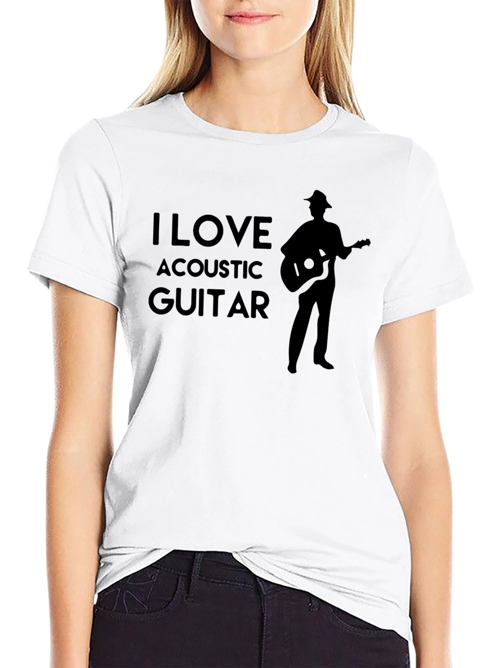 I Love Acoustic Guitar Black T-Shirt