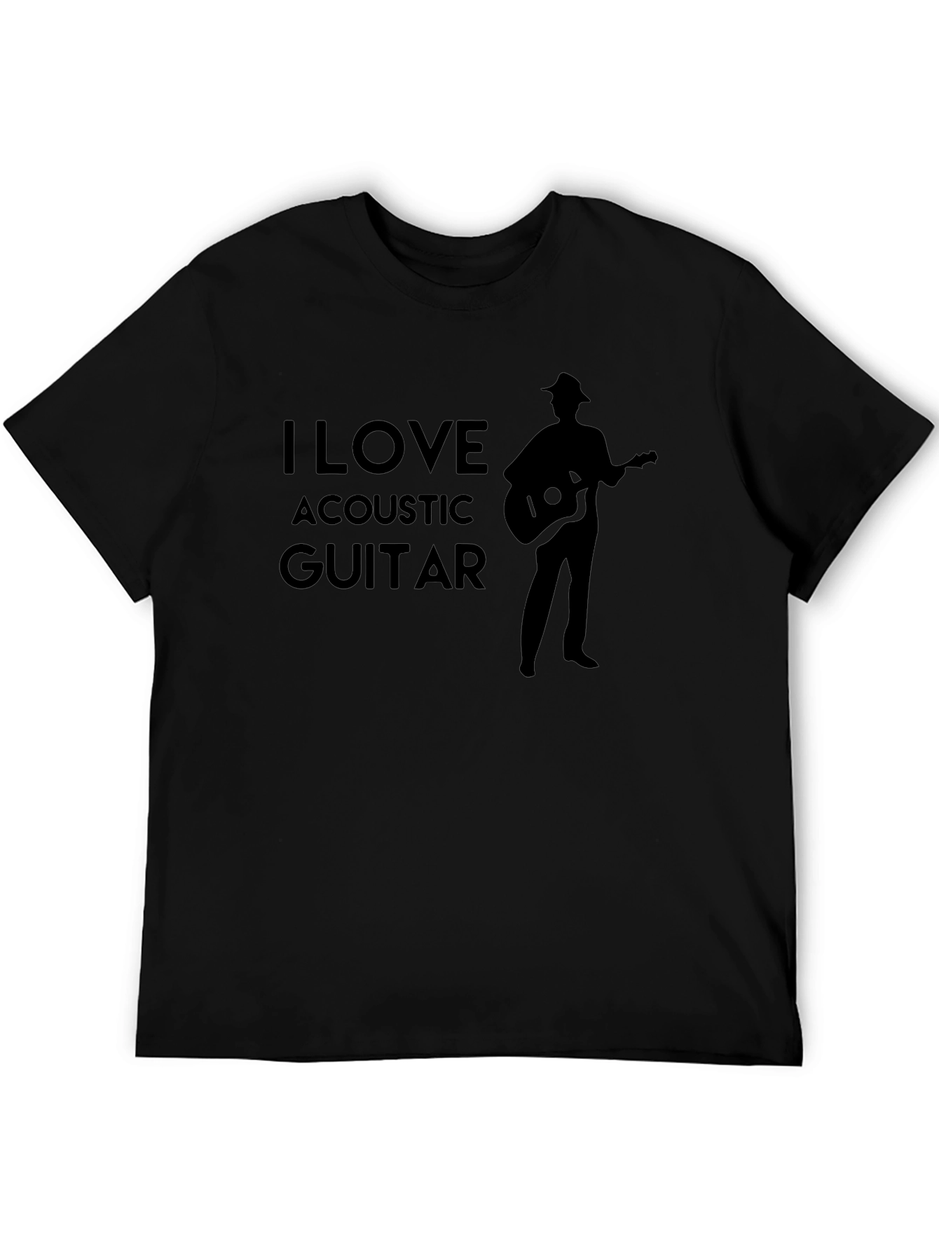 I Love Acoustic Guitar Black T-Shirt