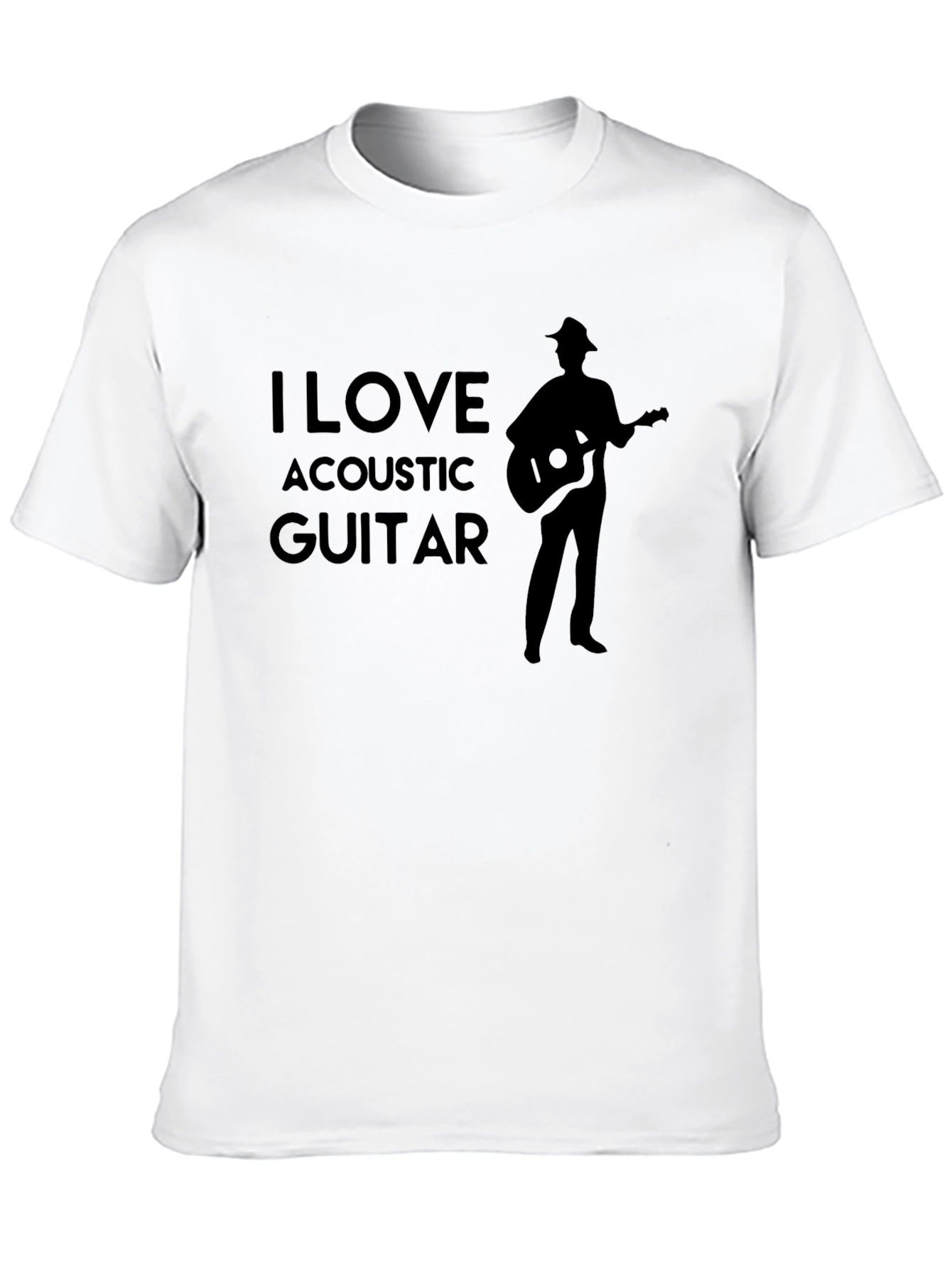I Love Acoustic Guitar Black T-Shirt