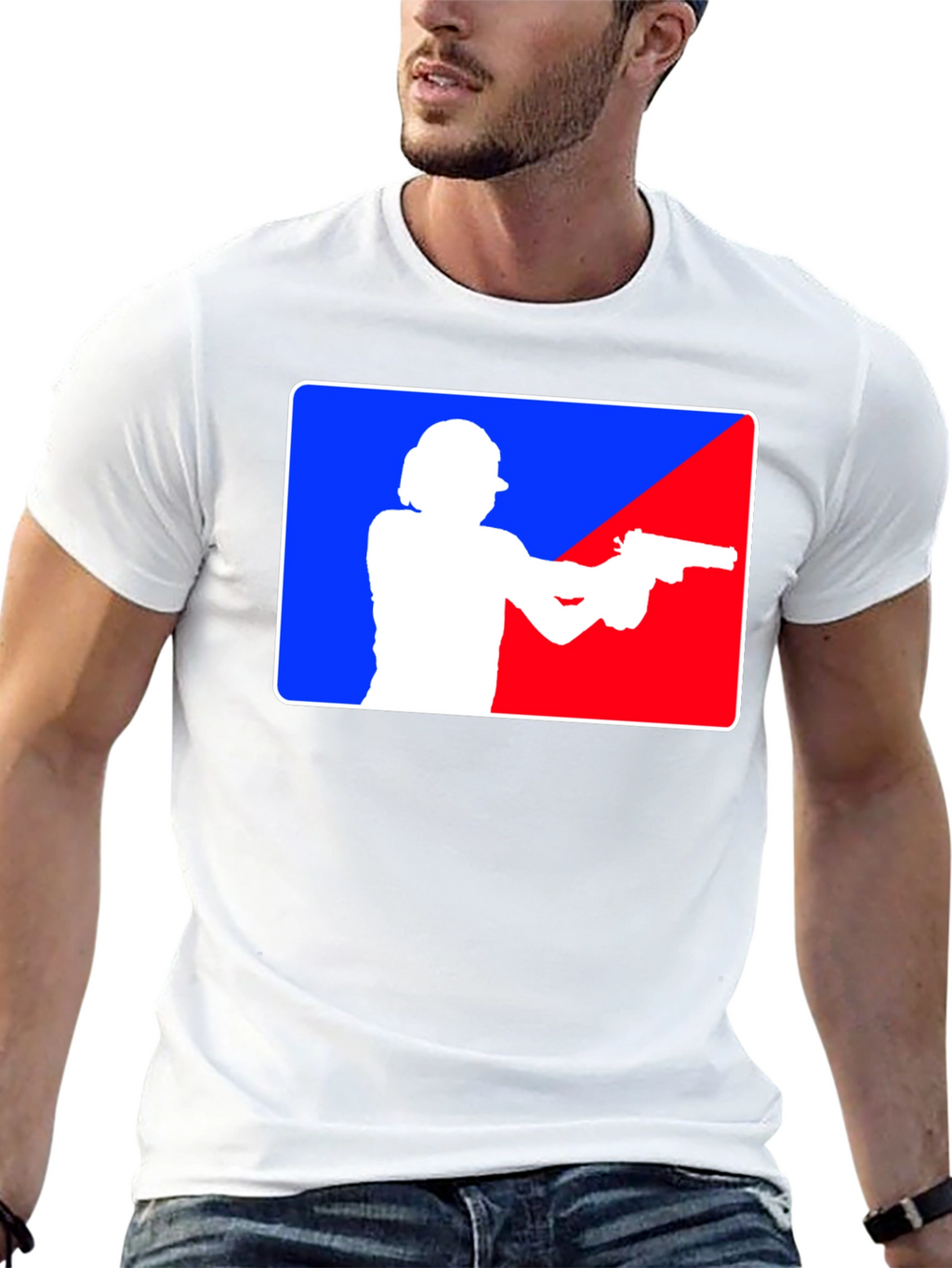 Gunslinger T-Shirt: Blue and Red Target Design
