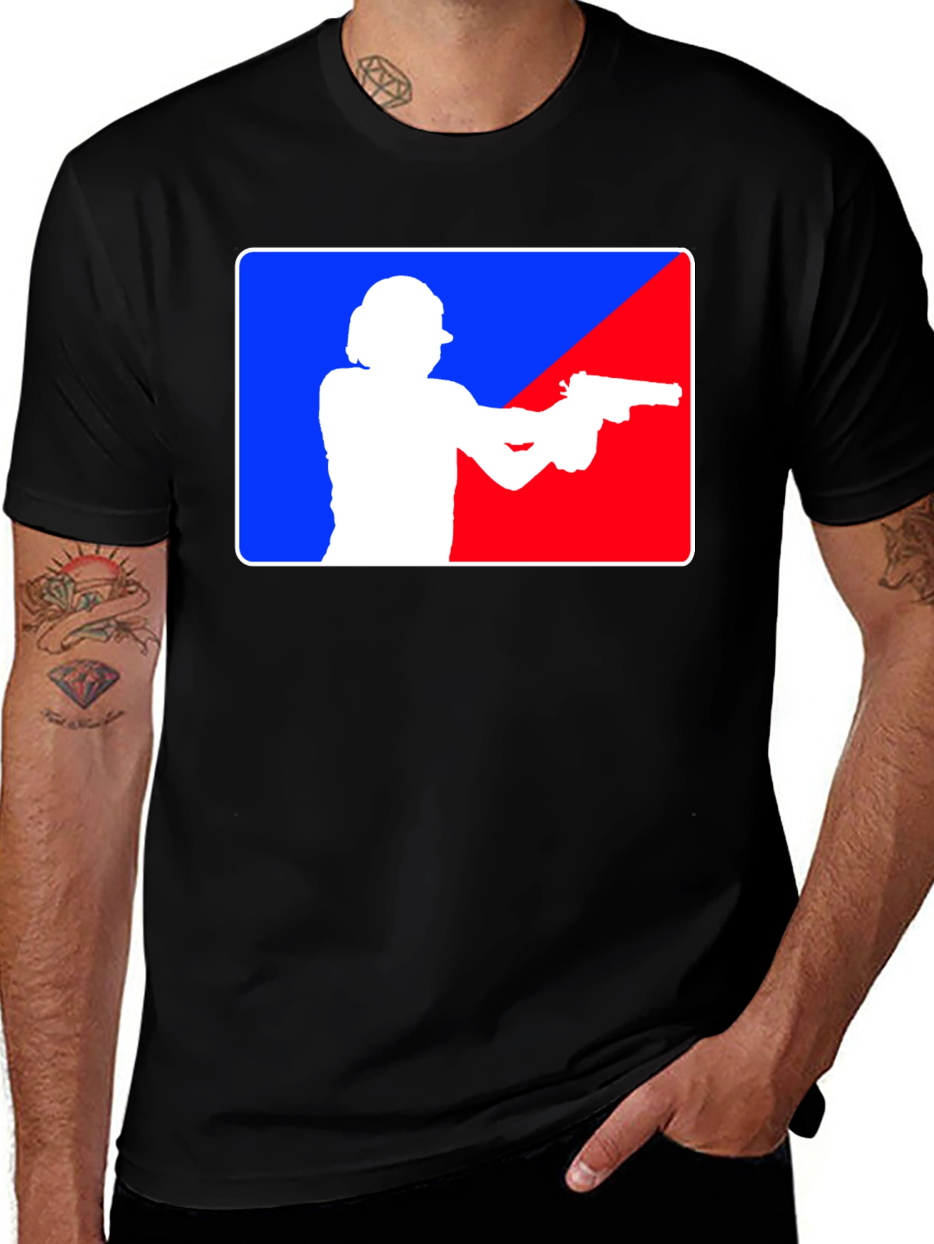 Gunslinger T-Shirt: Blue and Red Target Design