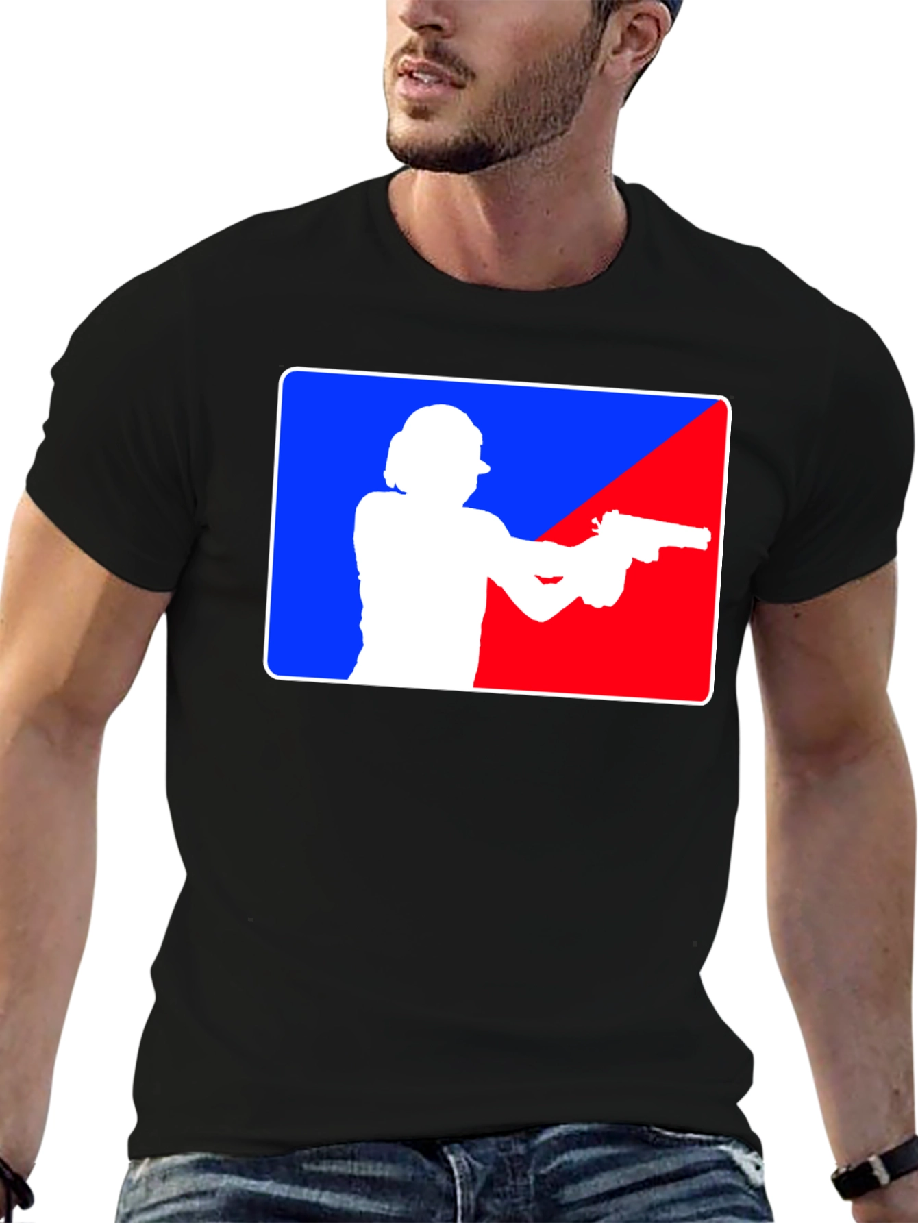 Gunslinger T-Shirt: Blue and Red Target Design