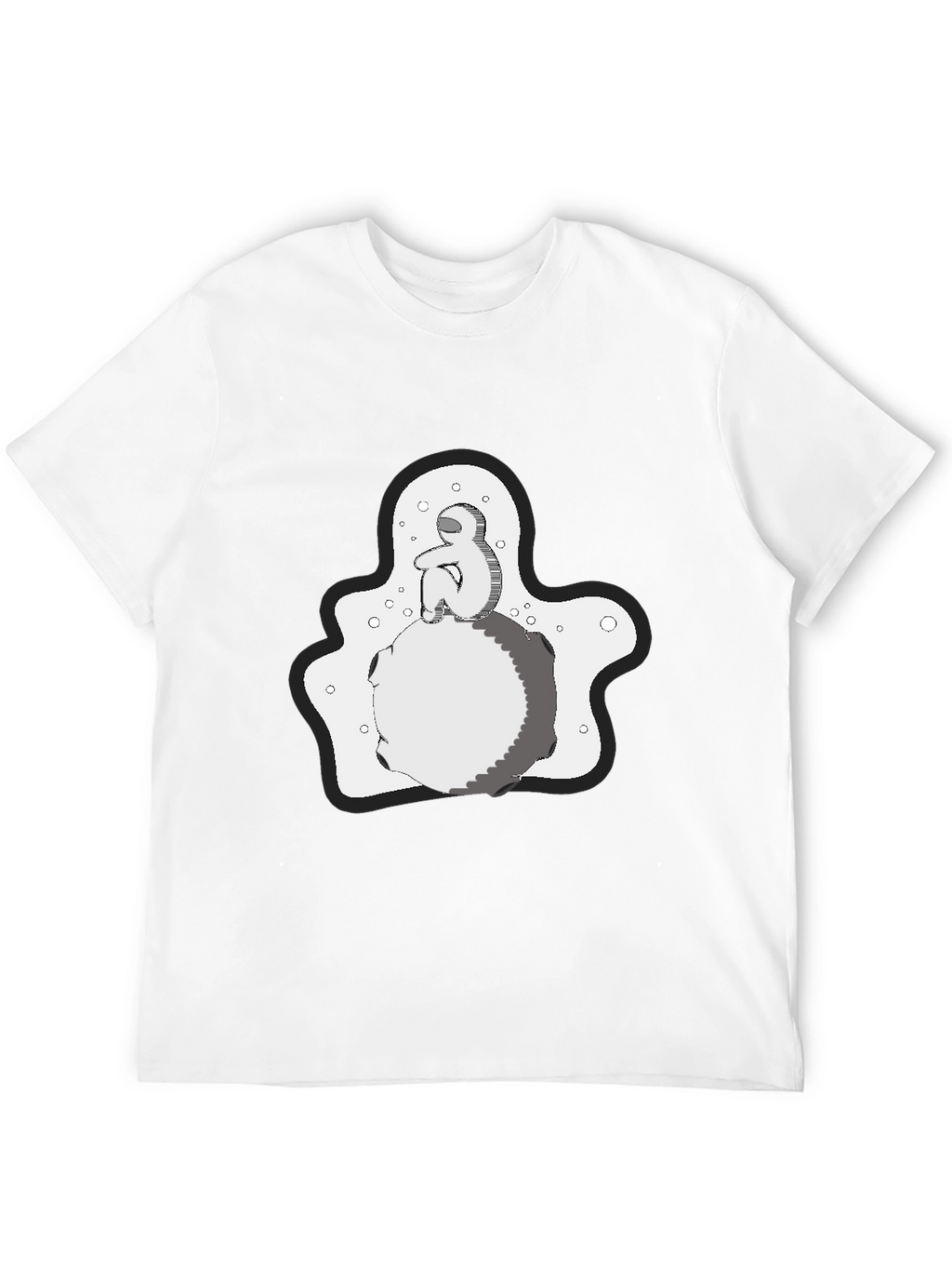 Contemplative Graphic Print T-Shirt - Black