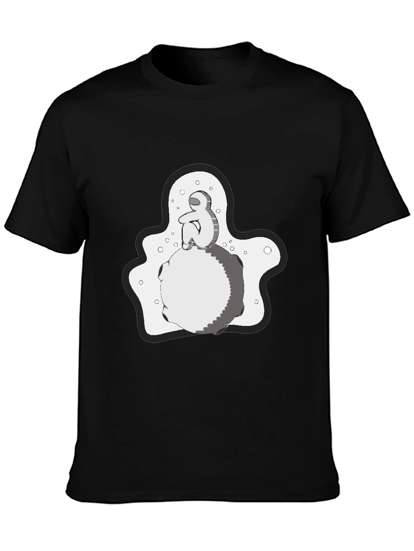Contemplative Graphic Print T-Shirt - Black
