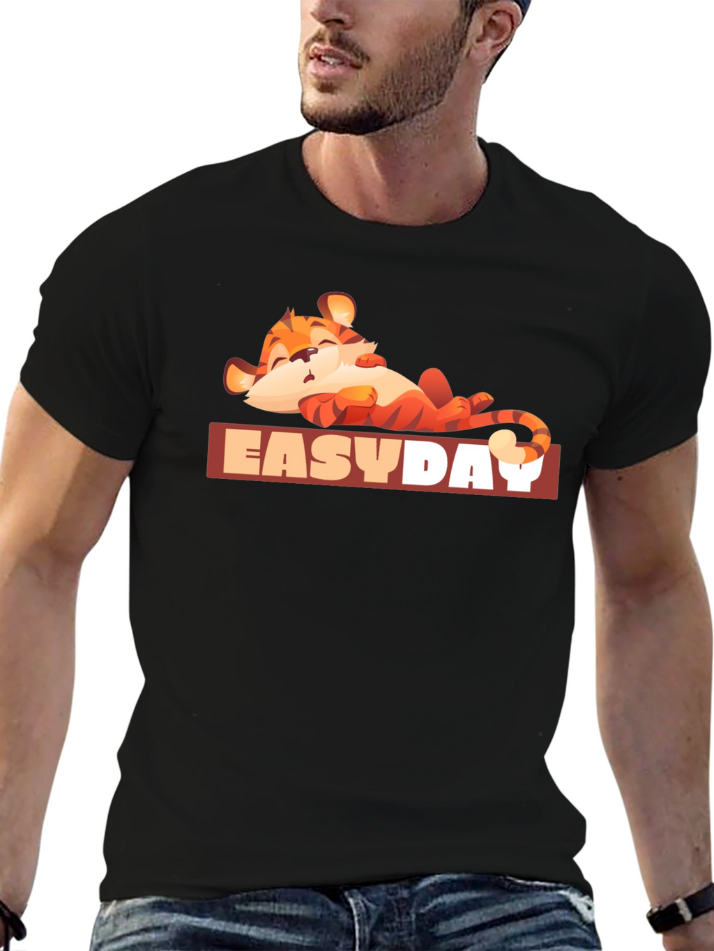 Easy Day Tiger Graphic Tee - Relaxed Vibe