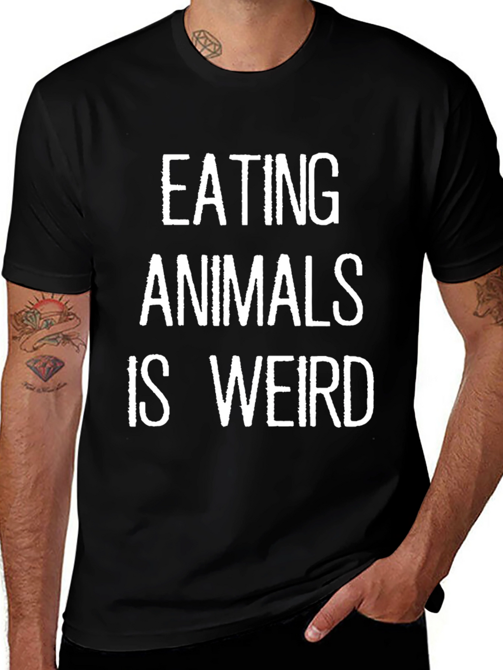 Eating Animals Is Weird Graphic Tee - Black