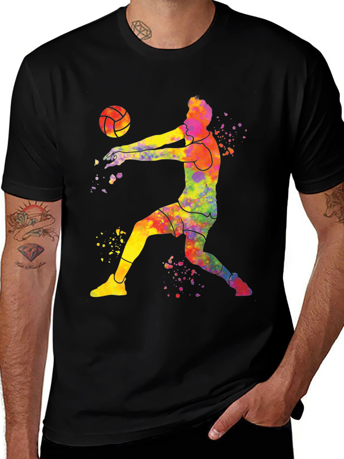 Colorful Volleyball Player Graphic Tee