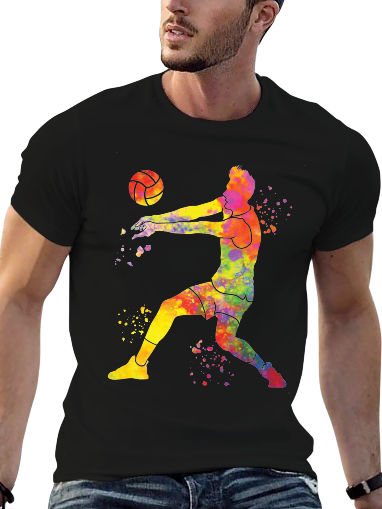 Colorful Volleyball Player Graphic Tee