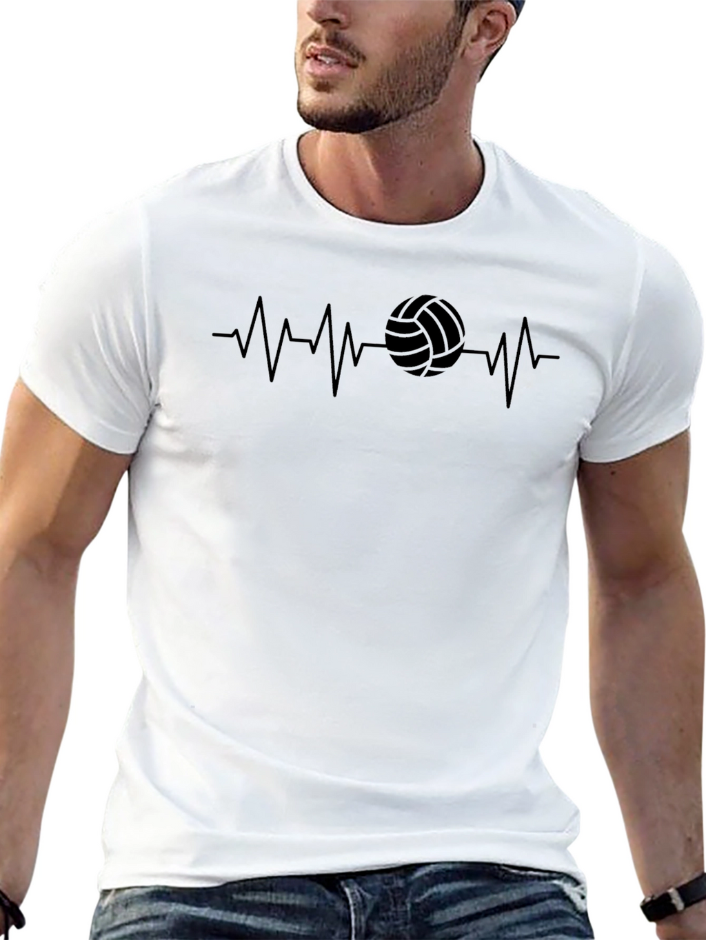 Volleyball Heartbeat Graphic Tee - Sporty Casual Shirt
