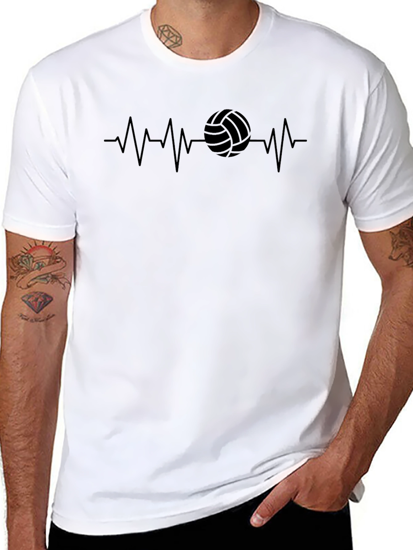 Volleyball Heartbeat Graphic Tee - Sporty Casual Shirt