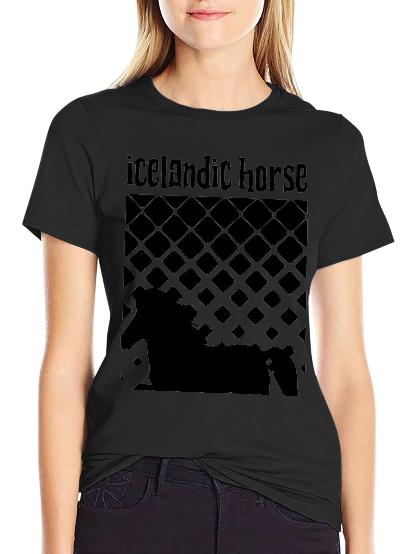 Icelandic Horse Graphic T-Shirt - Black