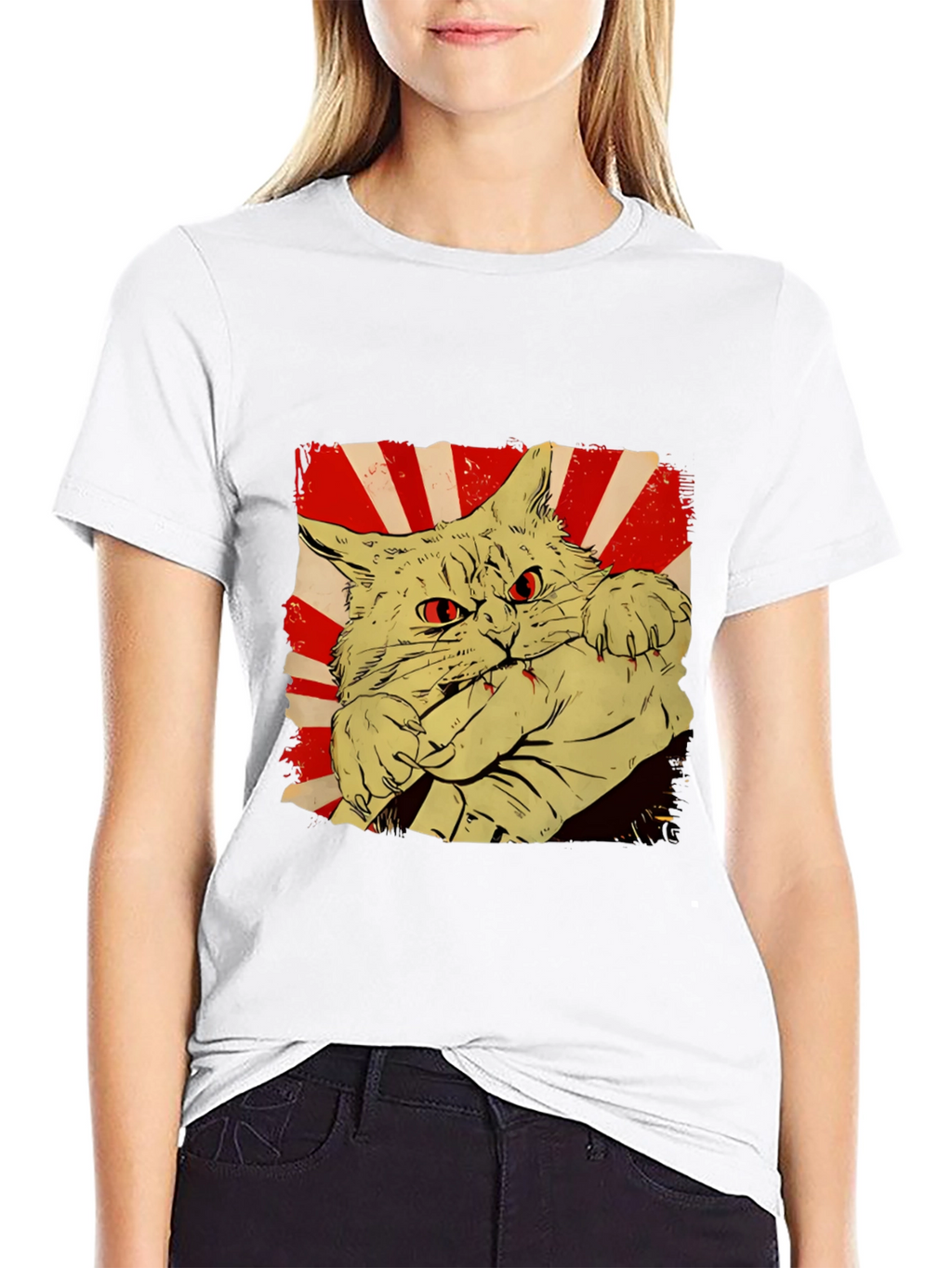 Cat Bite Graphic Tee - Red Eye Feline