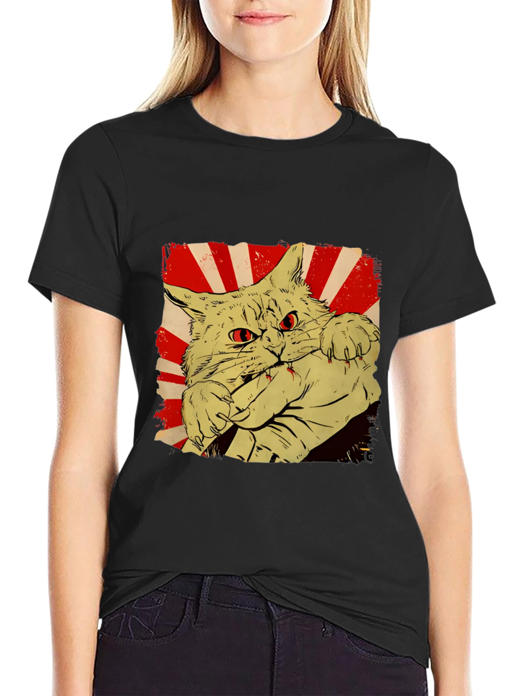 Cat Bite Graphic Tee - Red Eye Feline
