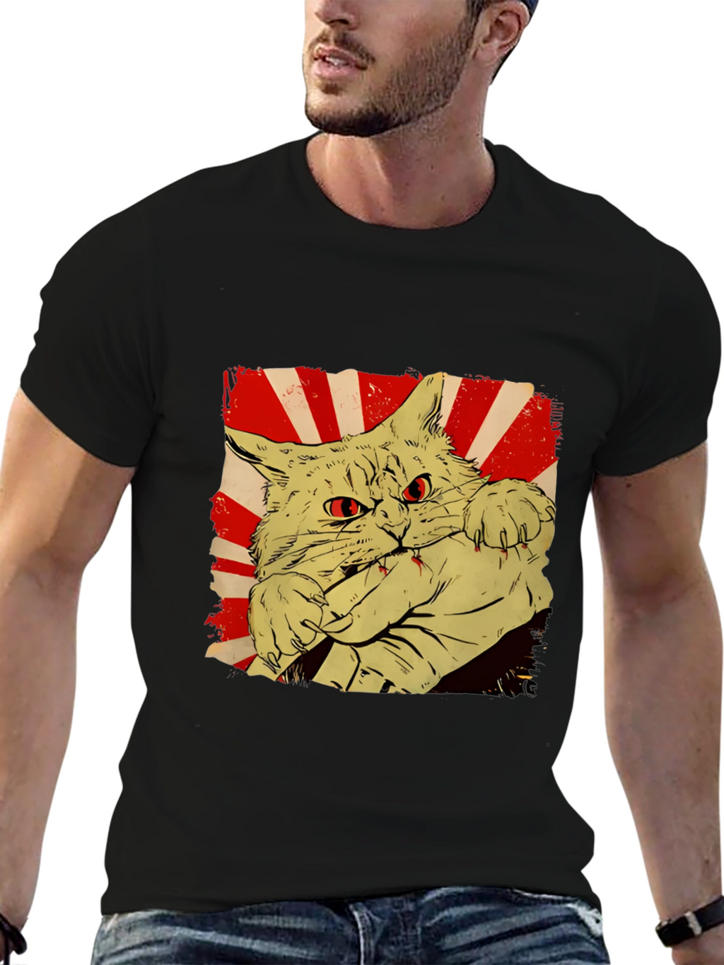 Cat Bite Graphic Tee - Red Eye Feline