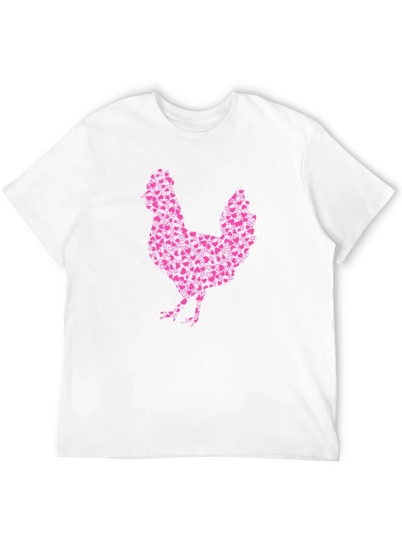 Chicken Heart Pattern Mens Black T-Shirt