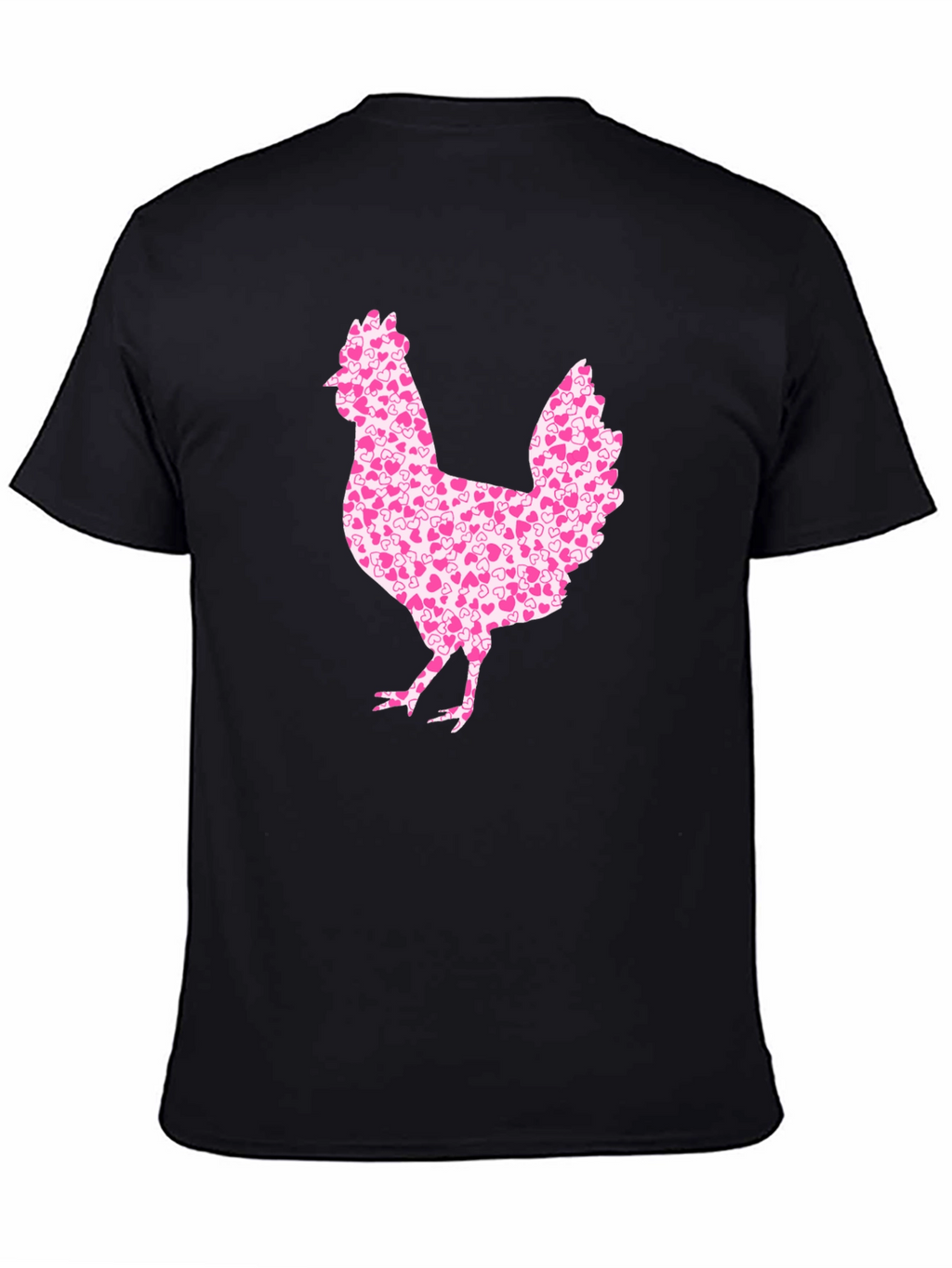 Chicken Heart Pattern Mens Black T-Shirt