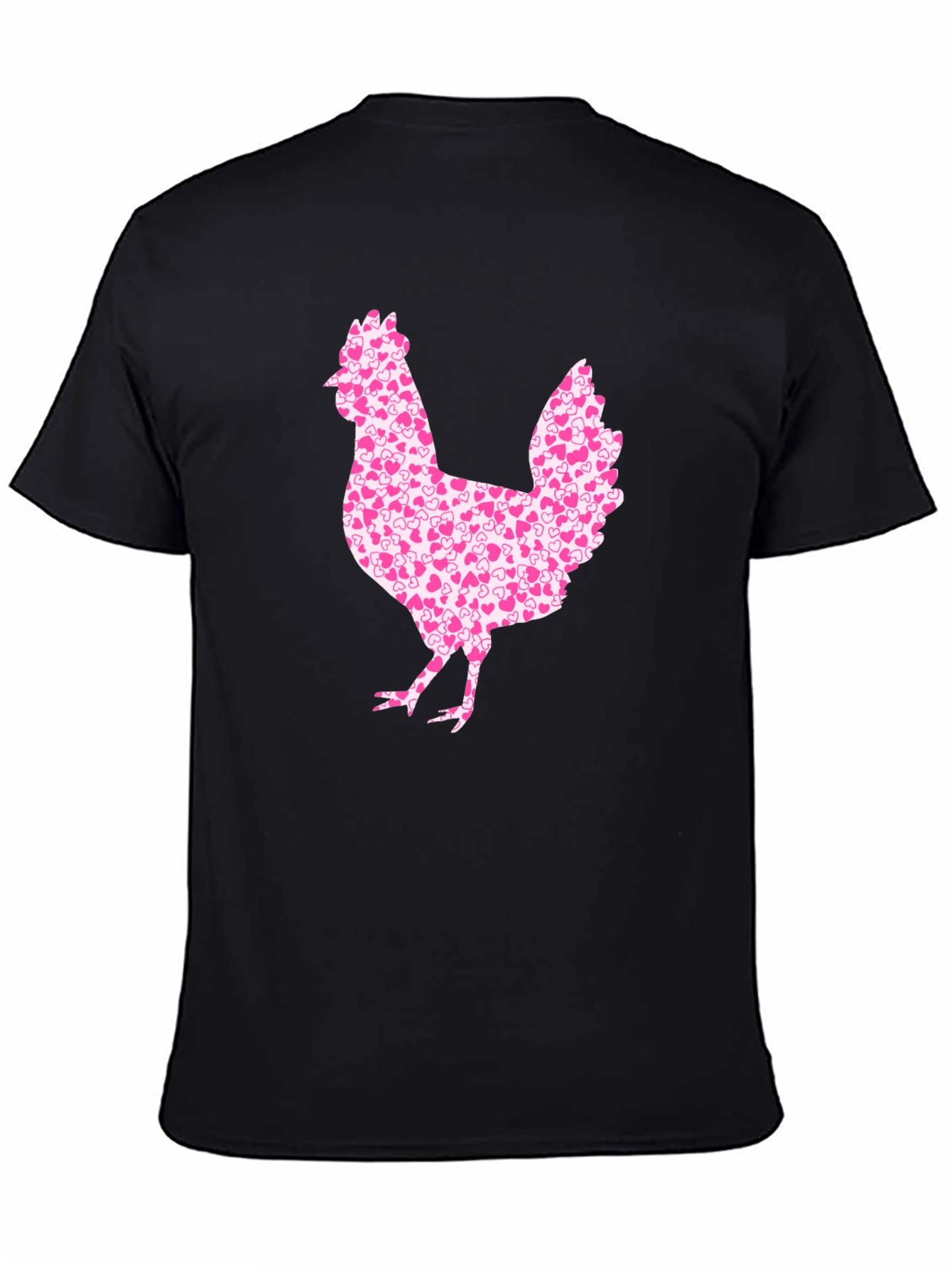 Chicken Heart Pattern Mens Black T-Shirt