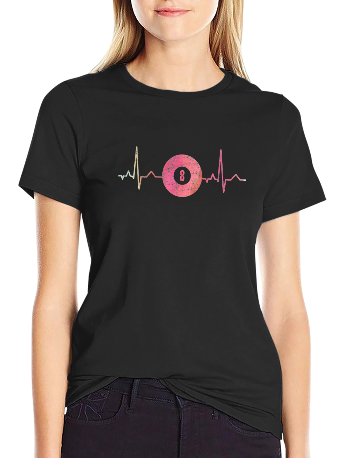 8 Ball Heartbeat Graphic T-Shirt - Pool Player Tee
