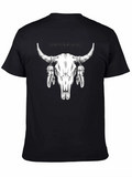 Forever Strong Bull Skull Feather Graphic Tee