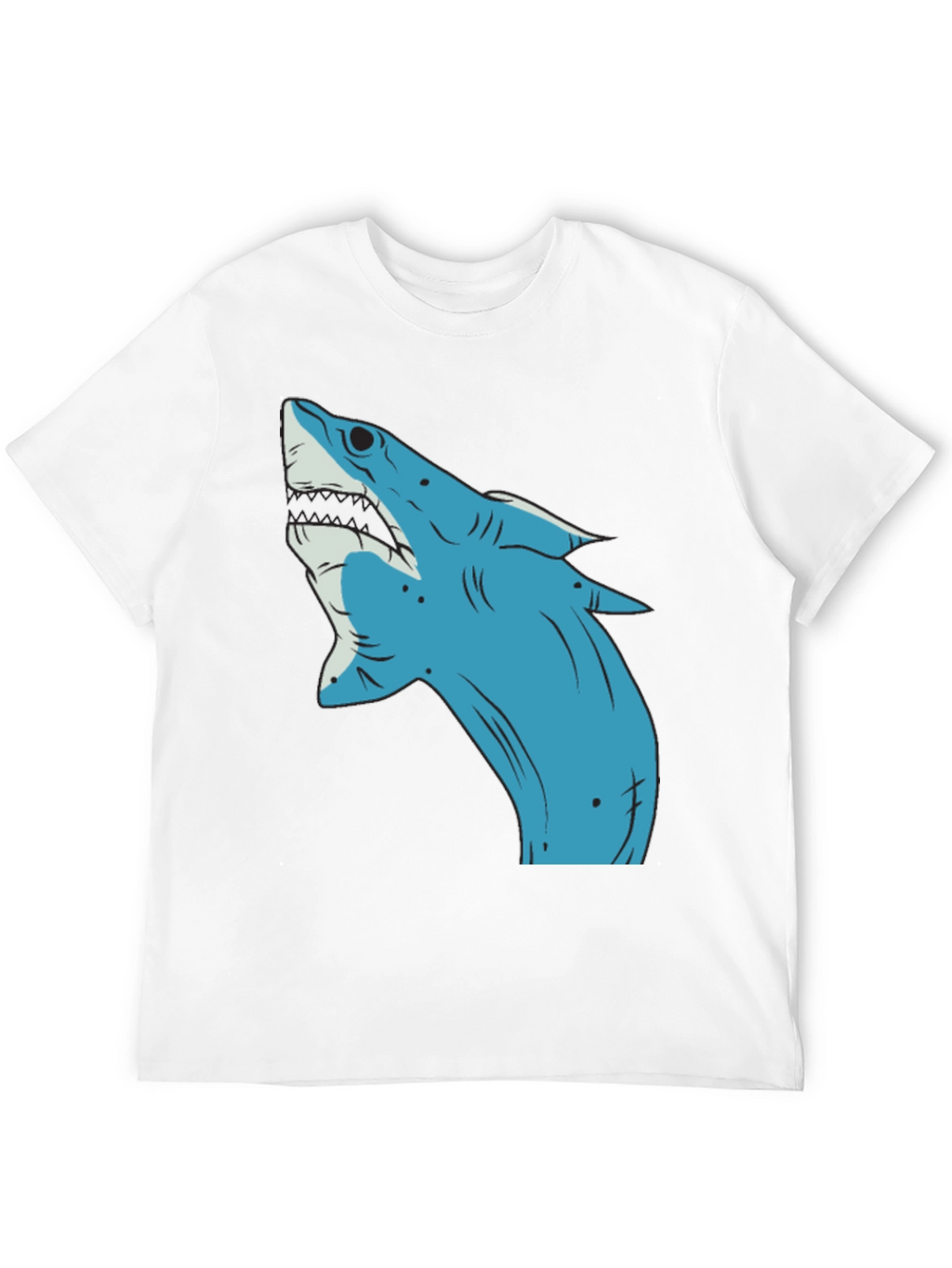 Blue Shark Graphic Print Black T-Shirt