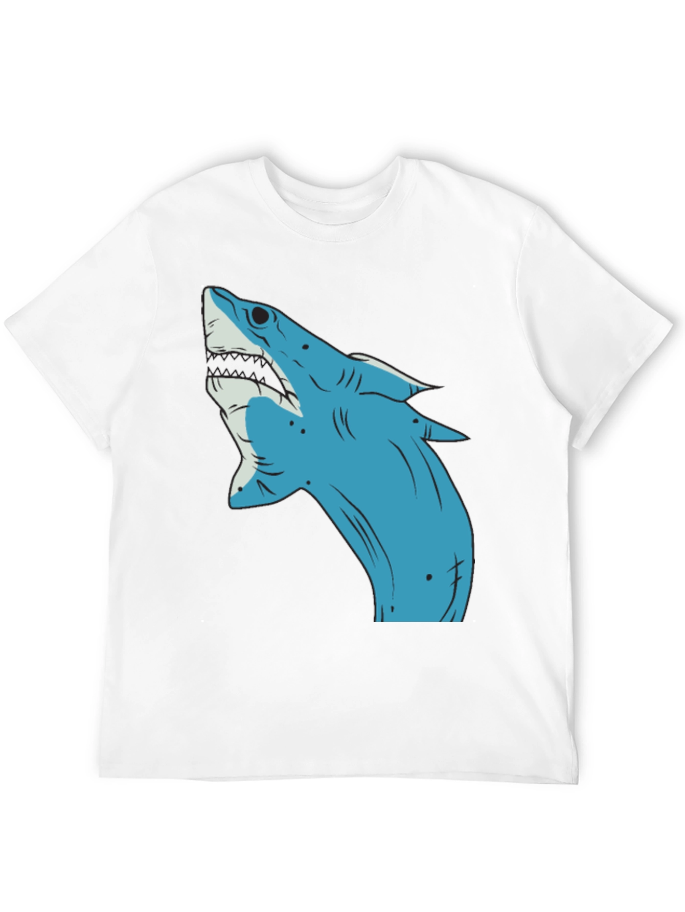Blue Shark Graphic Print Black T-Shirt