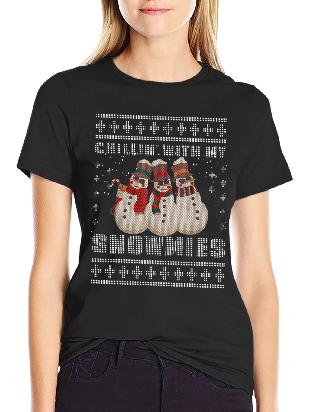 Chillin With My Snowmies Ugly Christmas T-Shirt