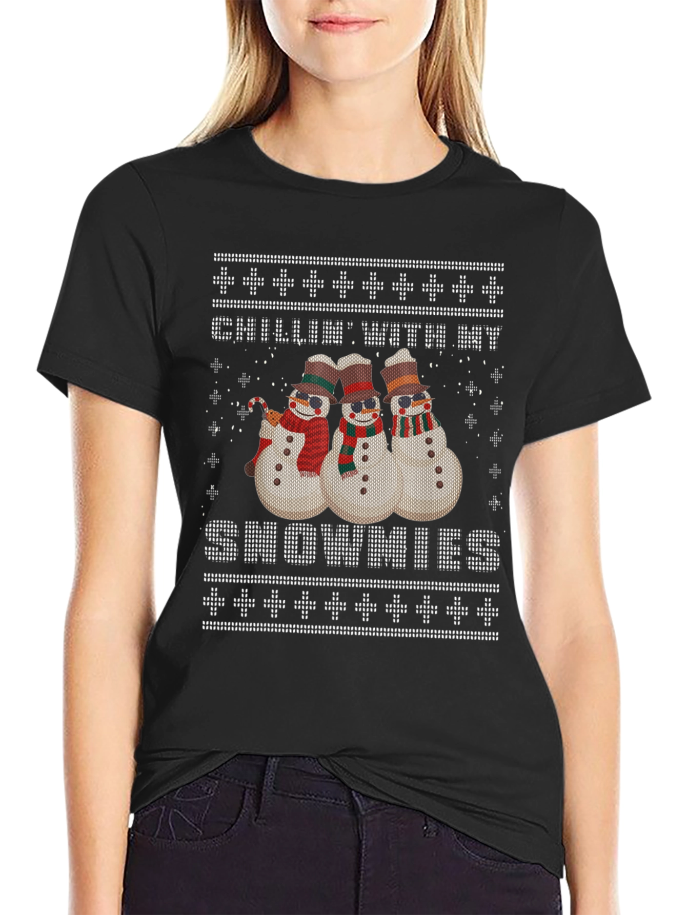 Chillin With My Snowmies Ugly Christmas T-Shirt