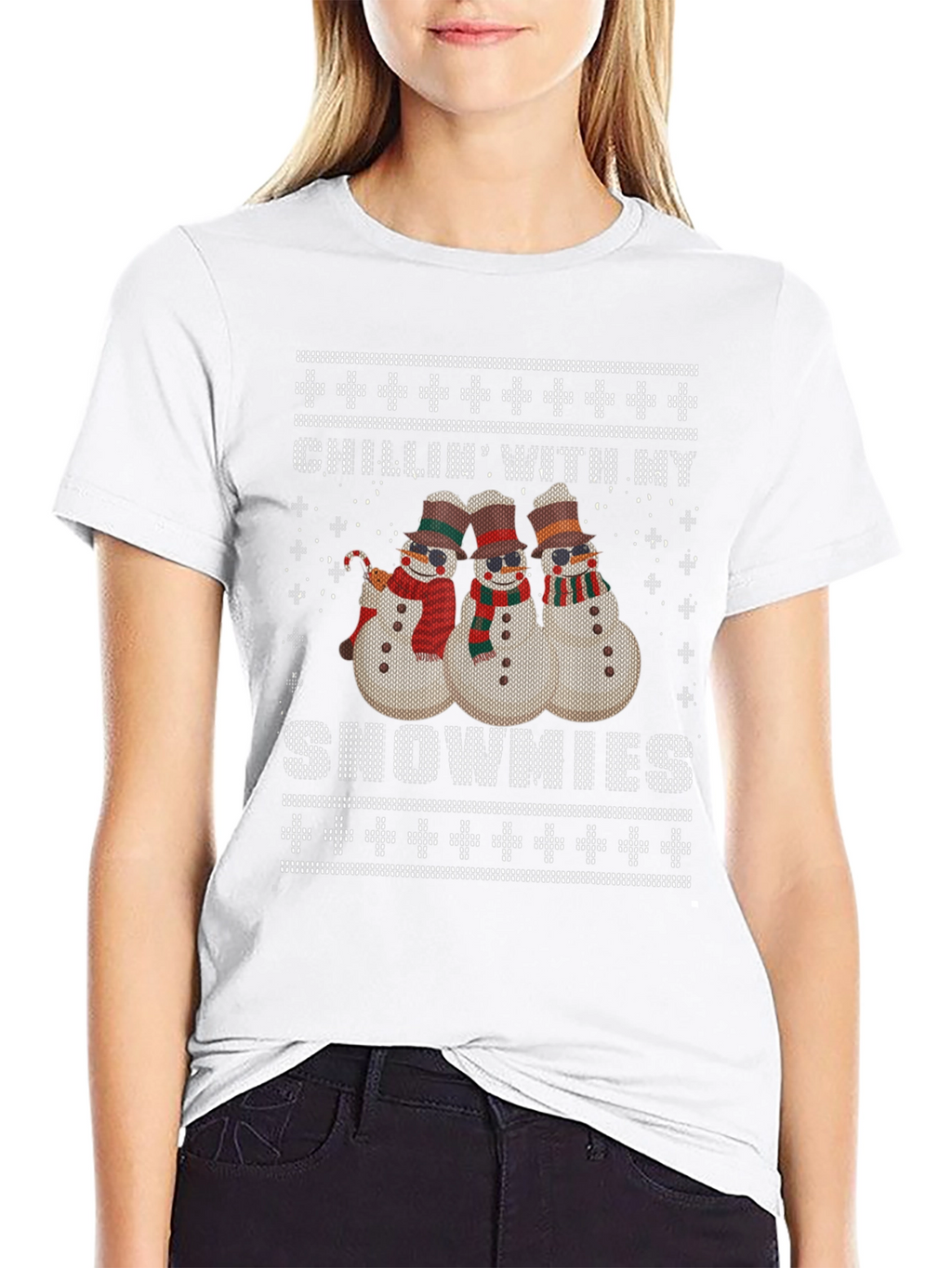 Chillin With My Snowmies Ugly Christmas T-Shirt
