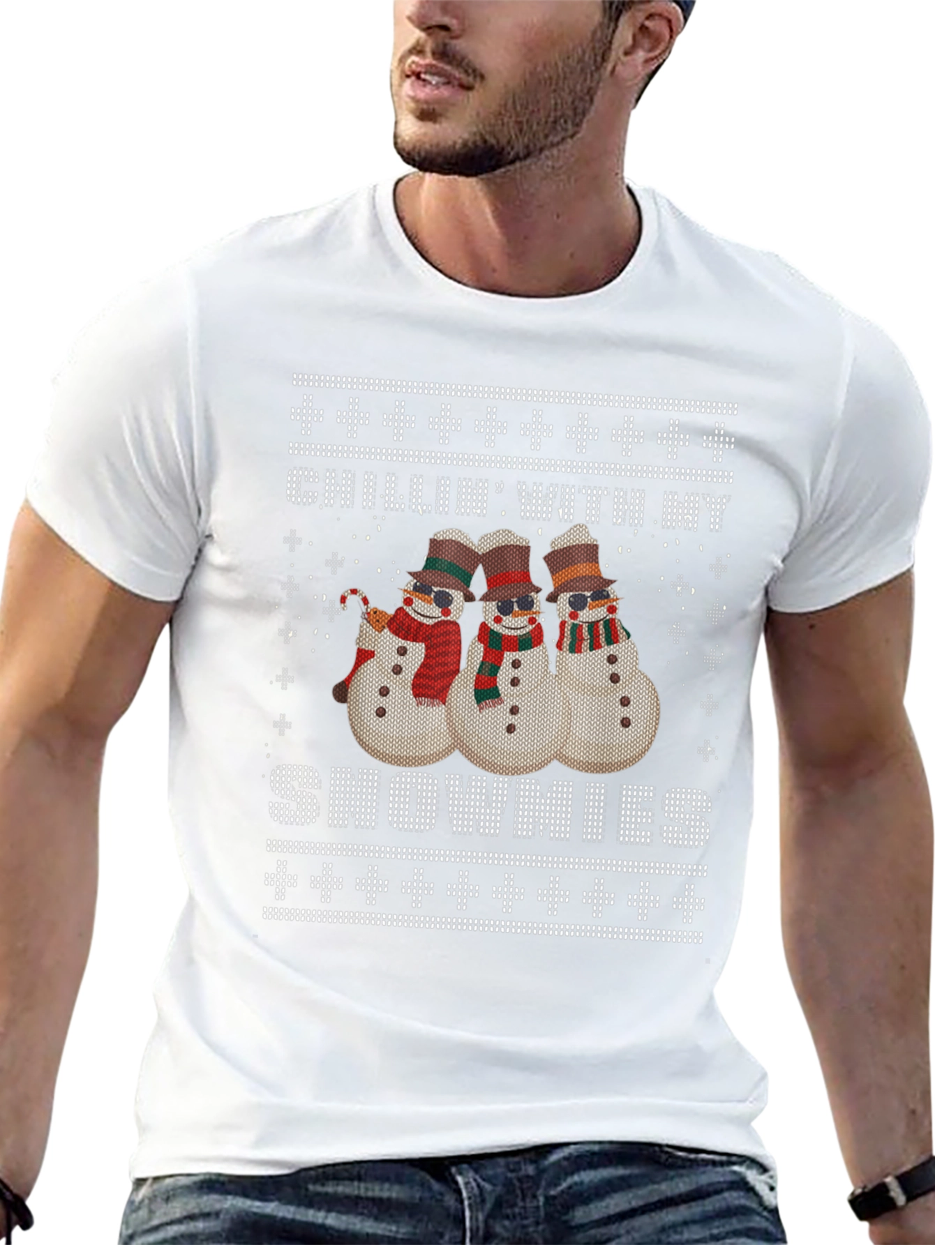 Chillin With My Snowmies Ugly Christmas T-Shirt