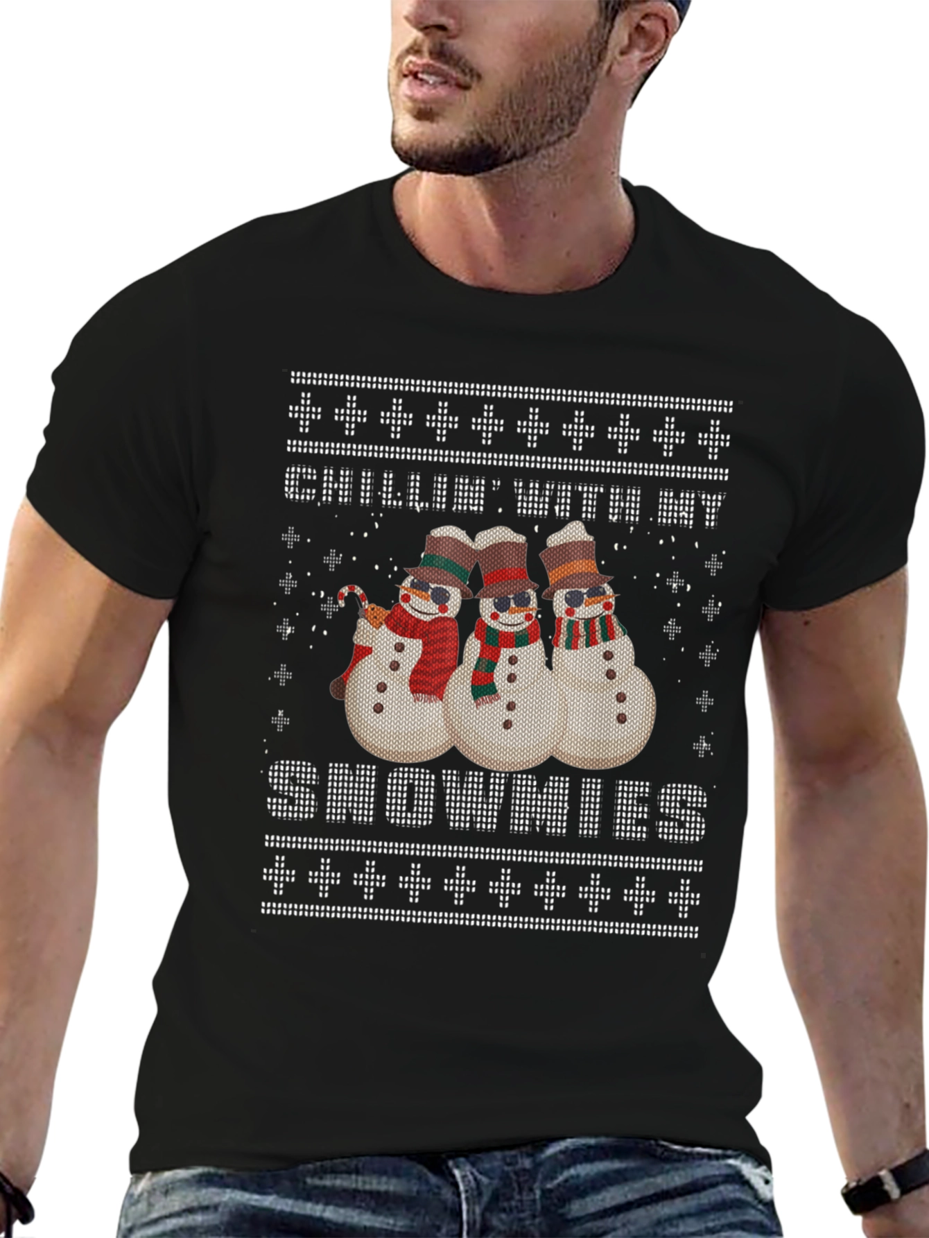 Chillin With My Snowmies Ugly Christmas T-Shirt