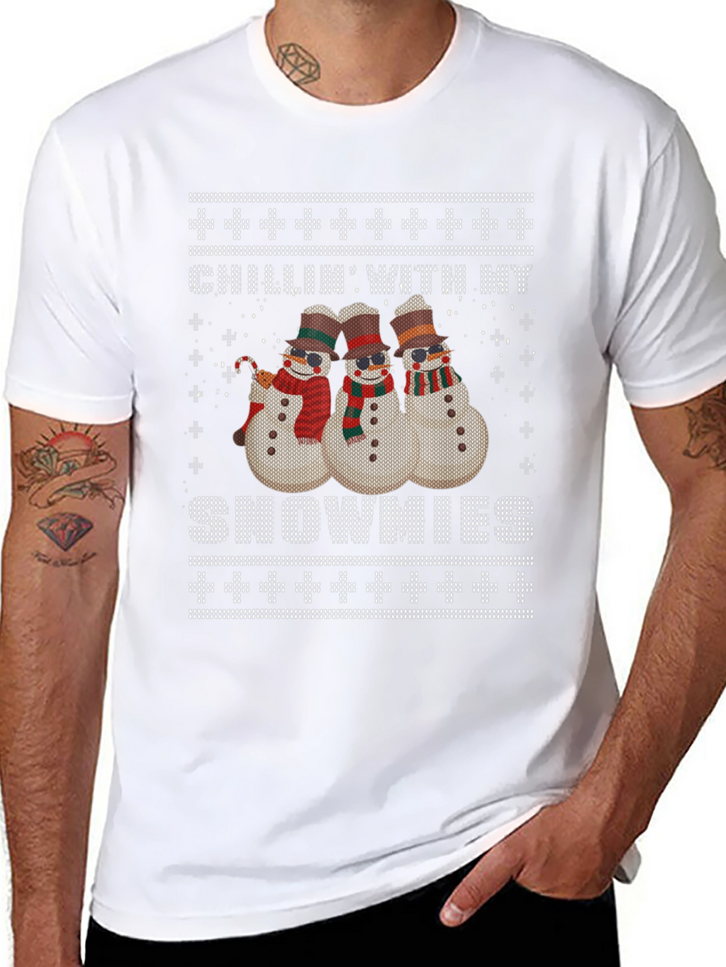 Chillin With My Snowmies Ugly Christmas T-Shirt