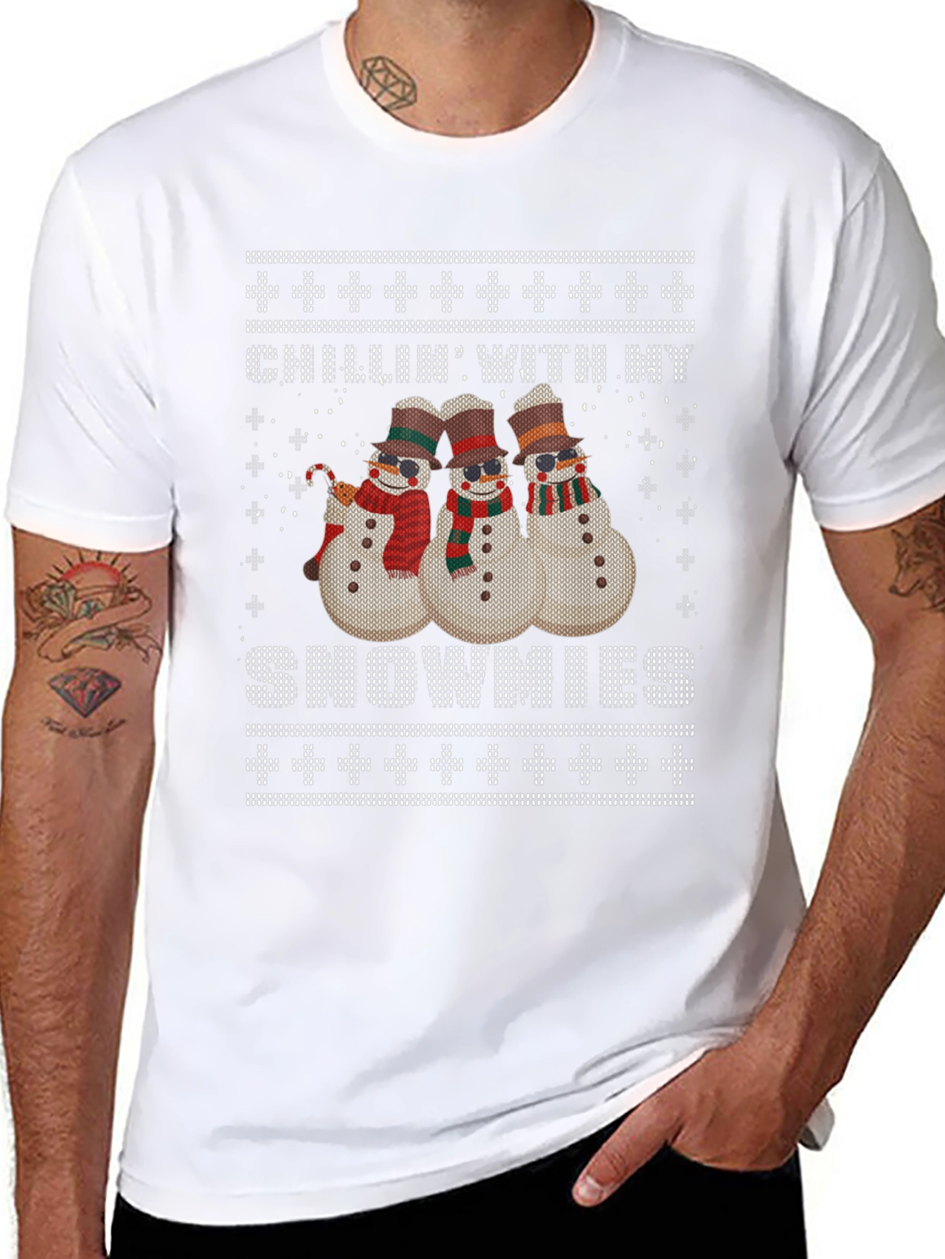 Chillin With My Snowmies Ugly Christmas T-Shirt