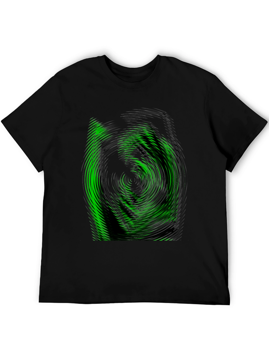 Green Vortex Graphic Black T-Shirt