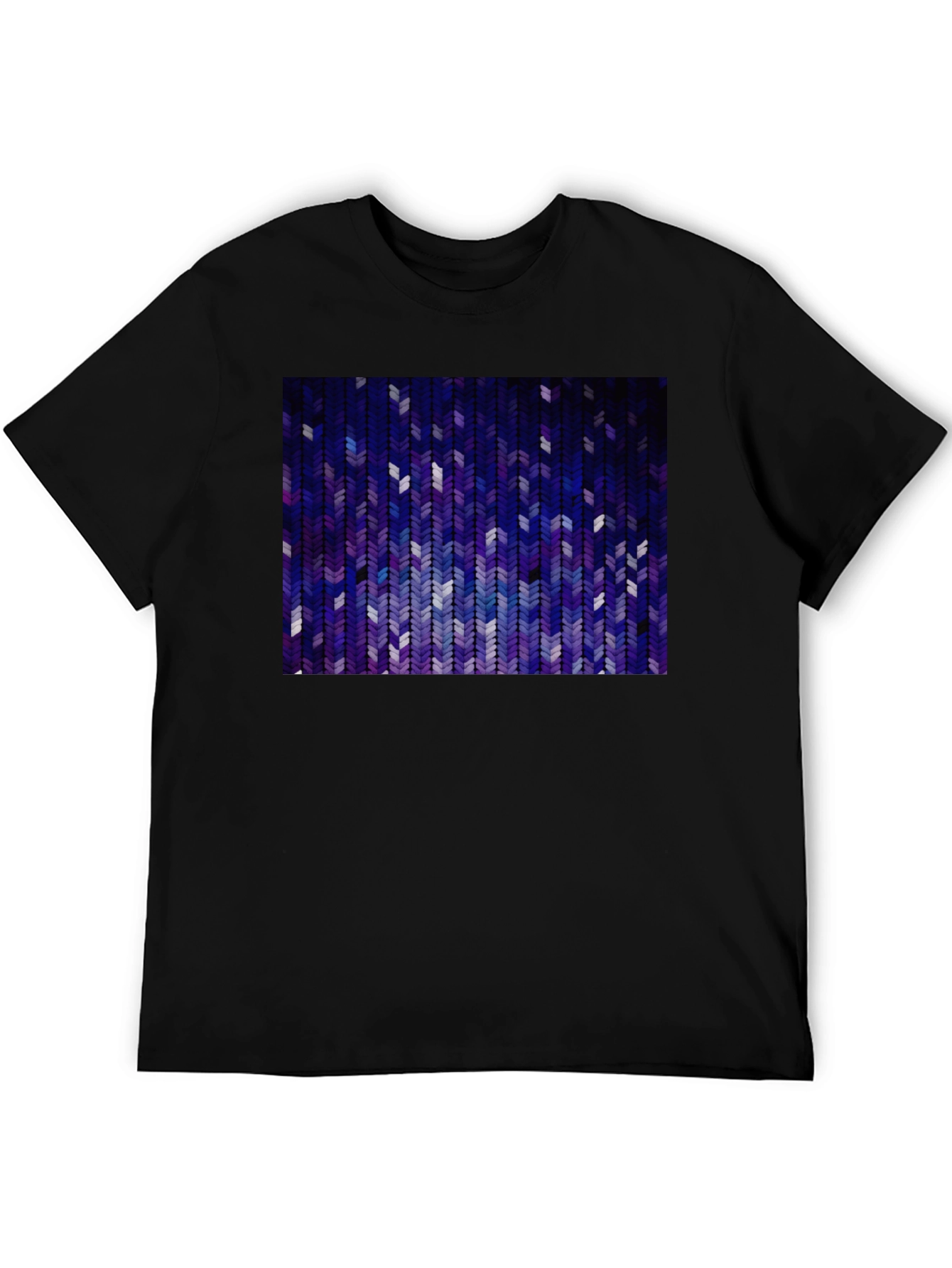Abstract Chevron Pattern Graphic Tee - Black
