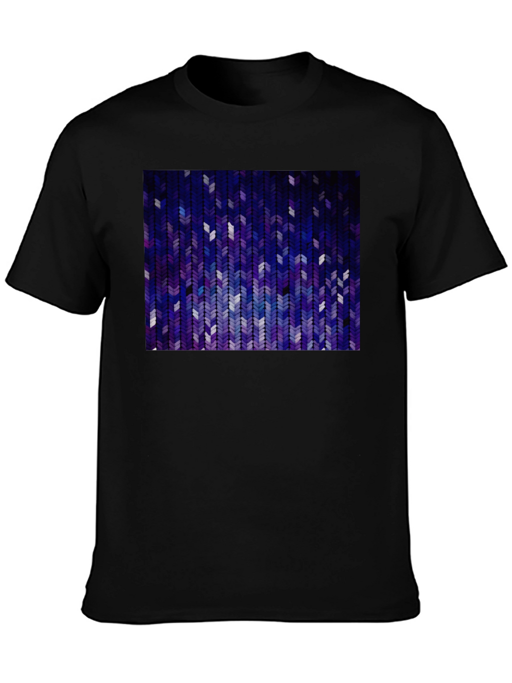 Abstract Chevron Pattern Graphic Tee - Black