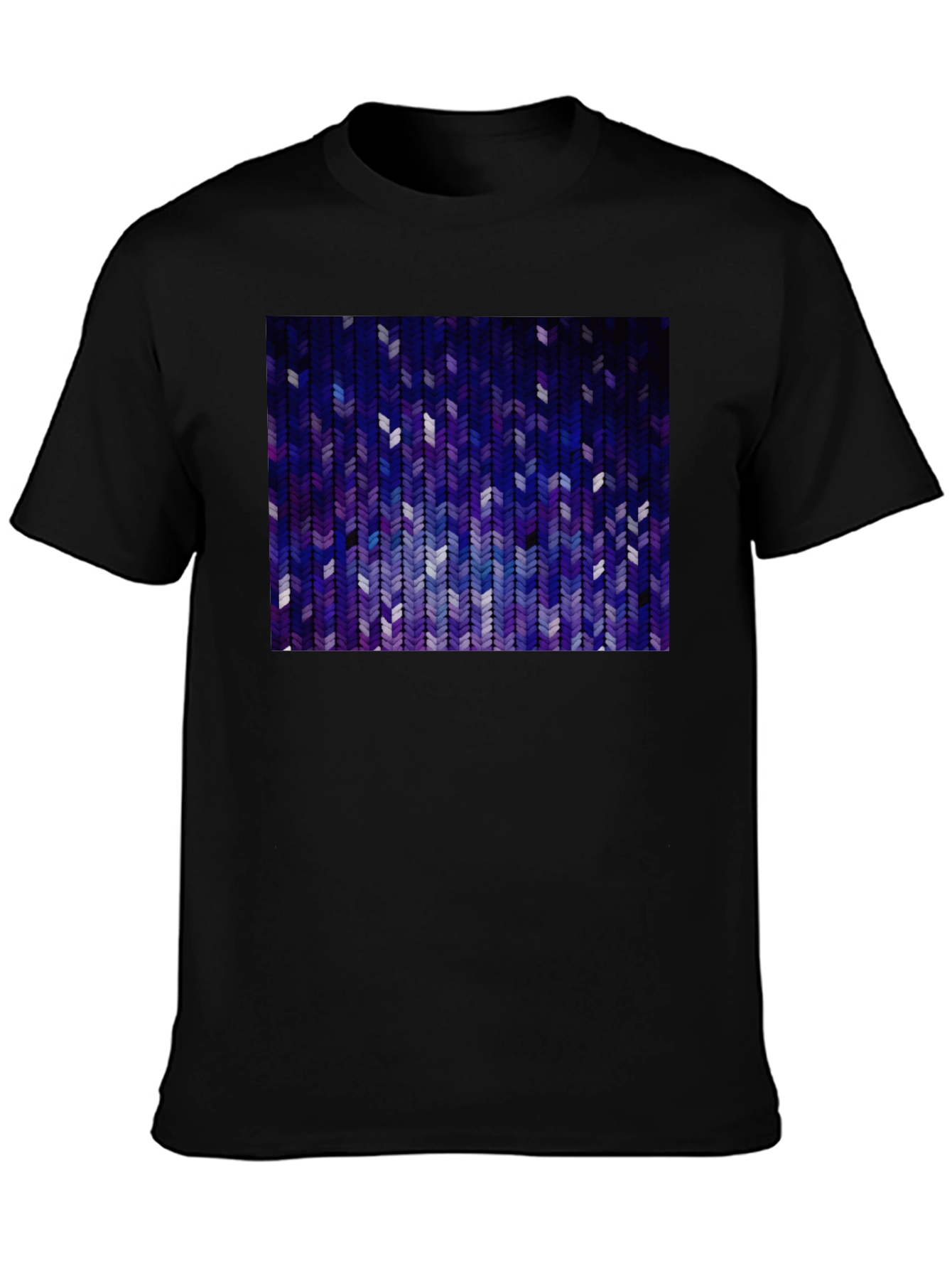 Abstract Chevron Pattern Graphic Tee - Black