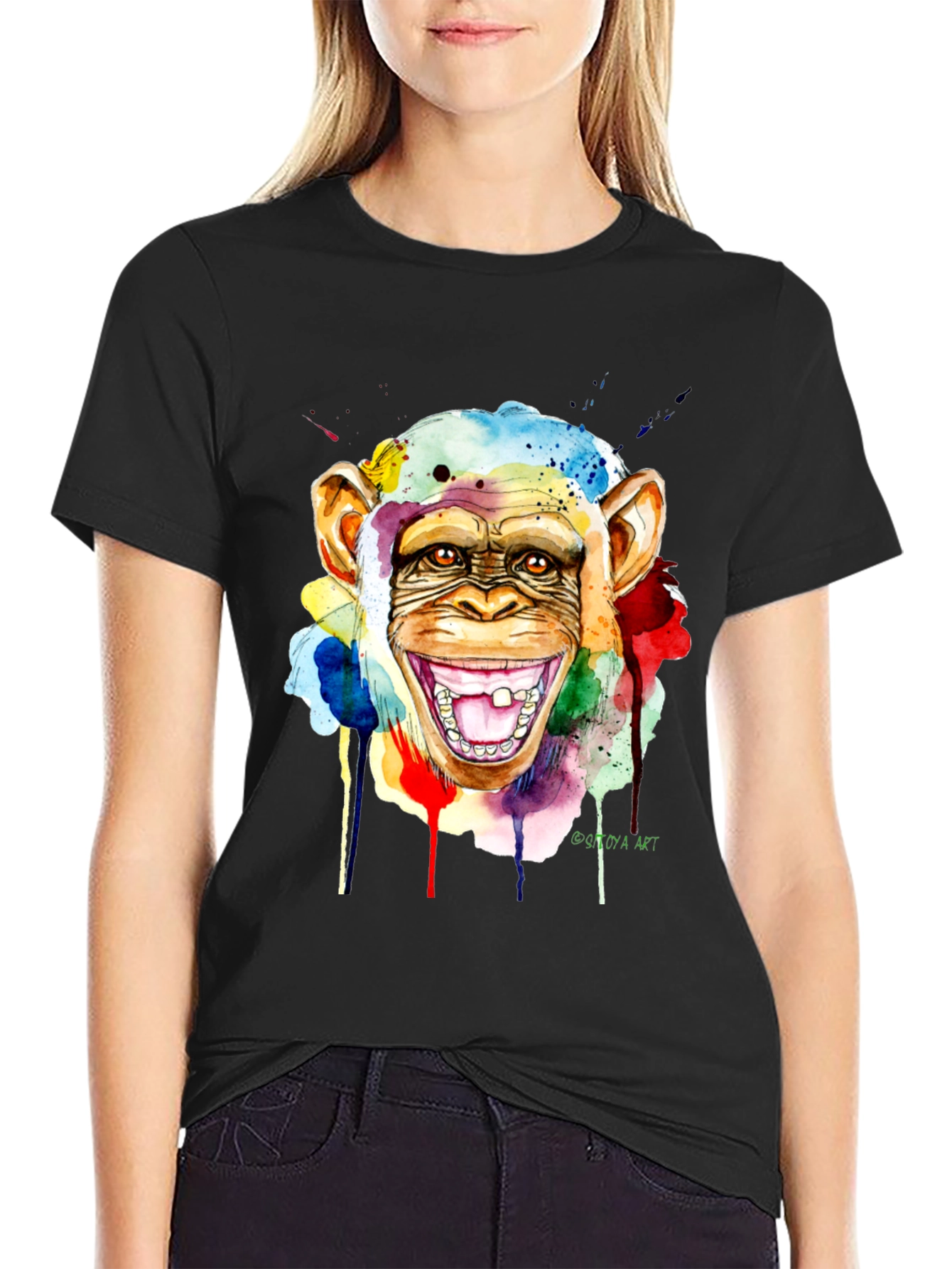 Colorful Monkey Watercolor Art Graphic T-Shirt