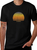 Zambia Retro Sunset Graphic T-Shirt